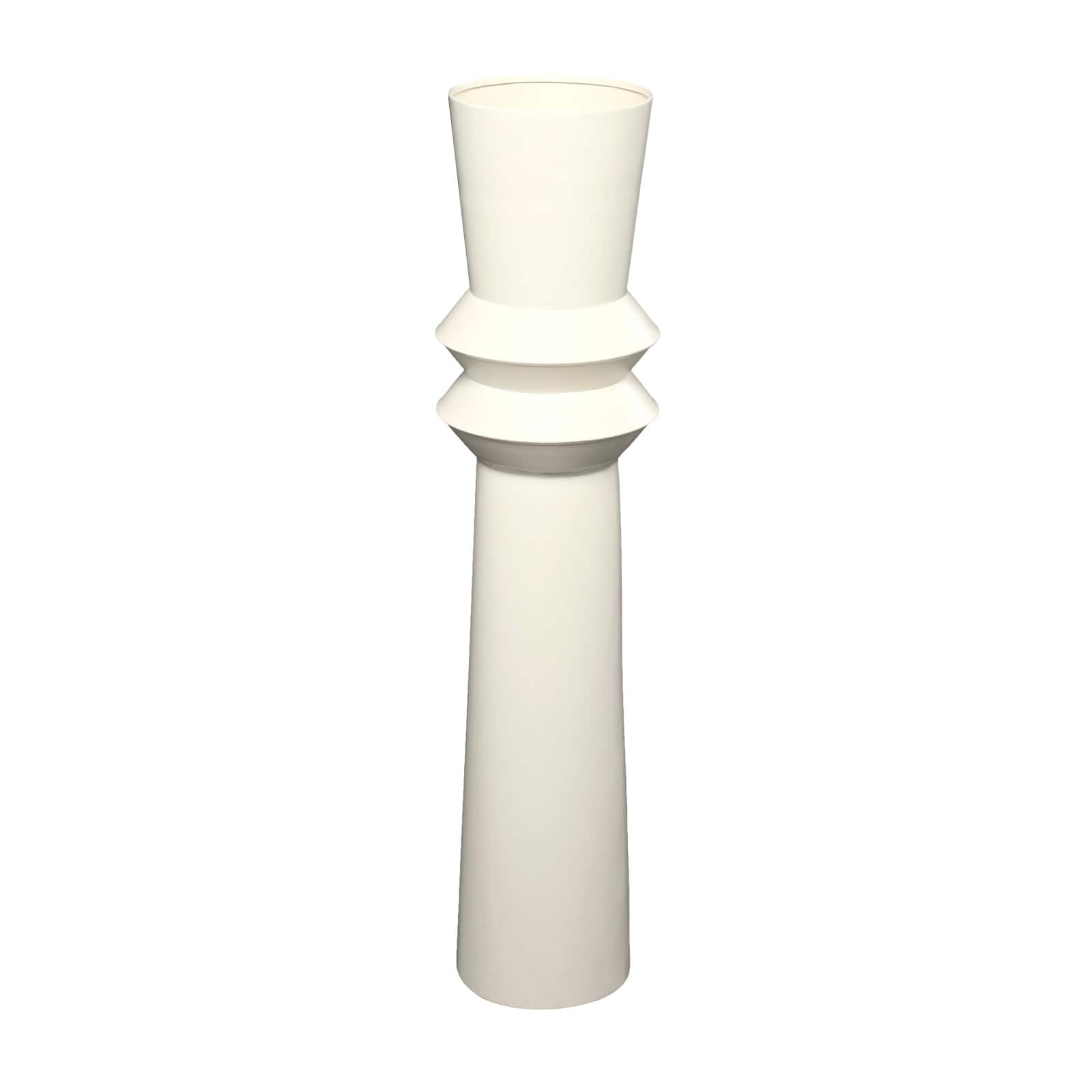 3ft. Cream Metal Tall Art Deco Fluted Floor Vase