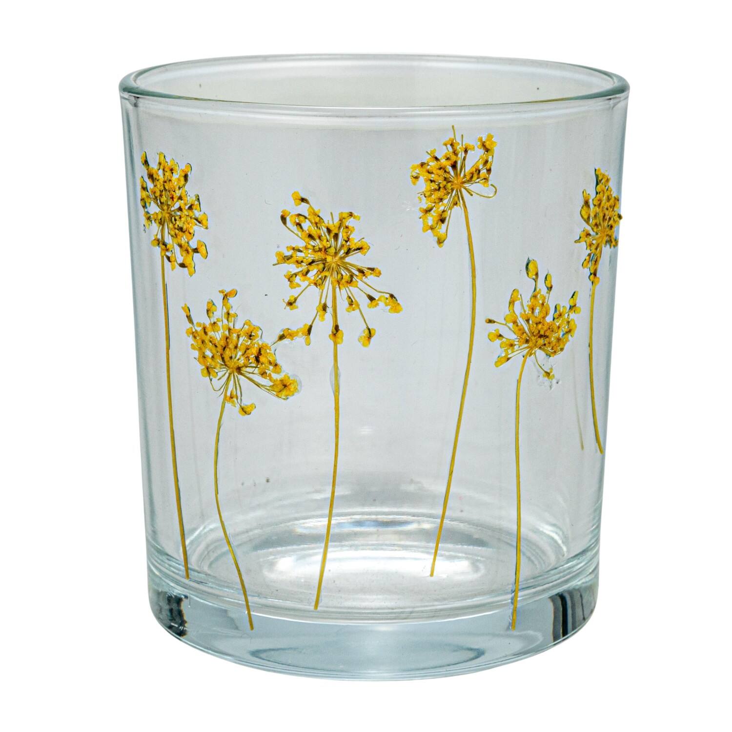 Hello Honey® Embossed Glass 5-Votive Candle Holders with Vase & Wood Tray