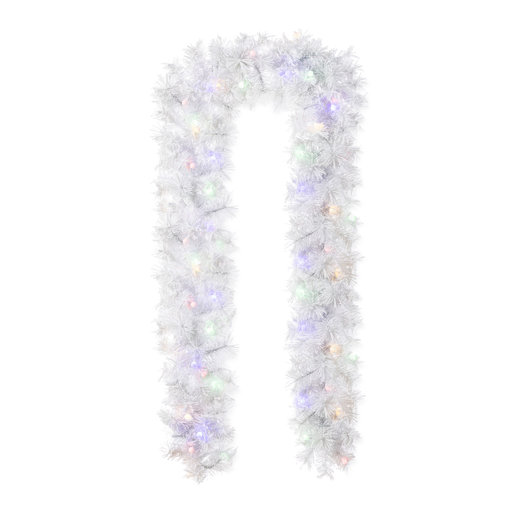 Glitzhome&#xAE; 9ft Pre-Lit Snow Flocked White Pine Christmas Garland with Timer