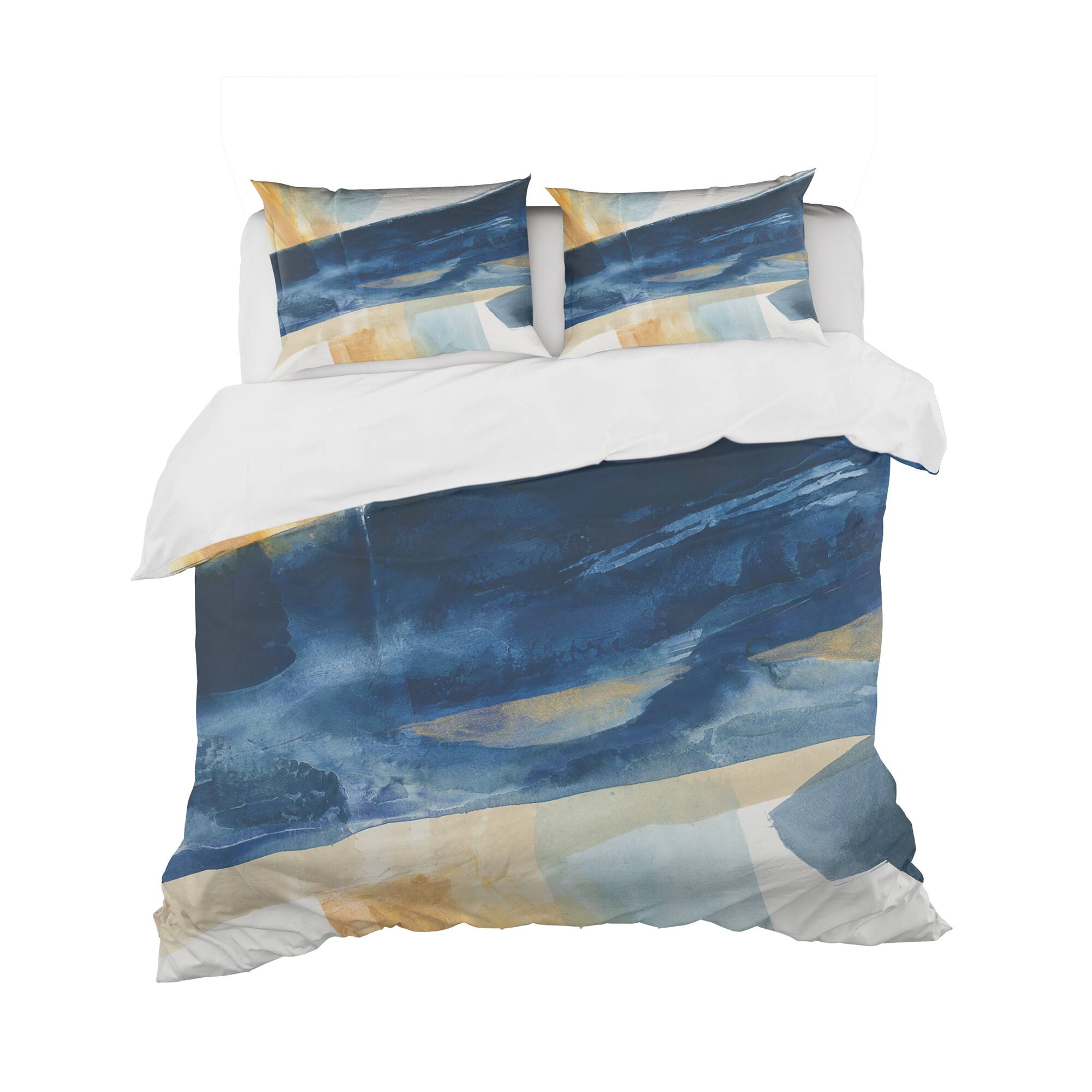 Designart &#x27;Indigo Panel I&#x27; Geometric Bedding Set - Duvet Cover &#x26; Shams