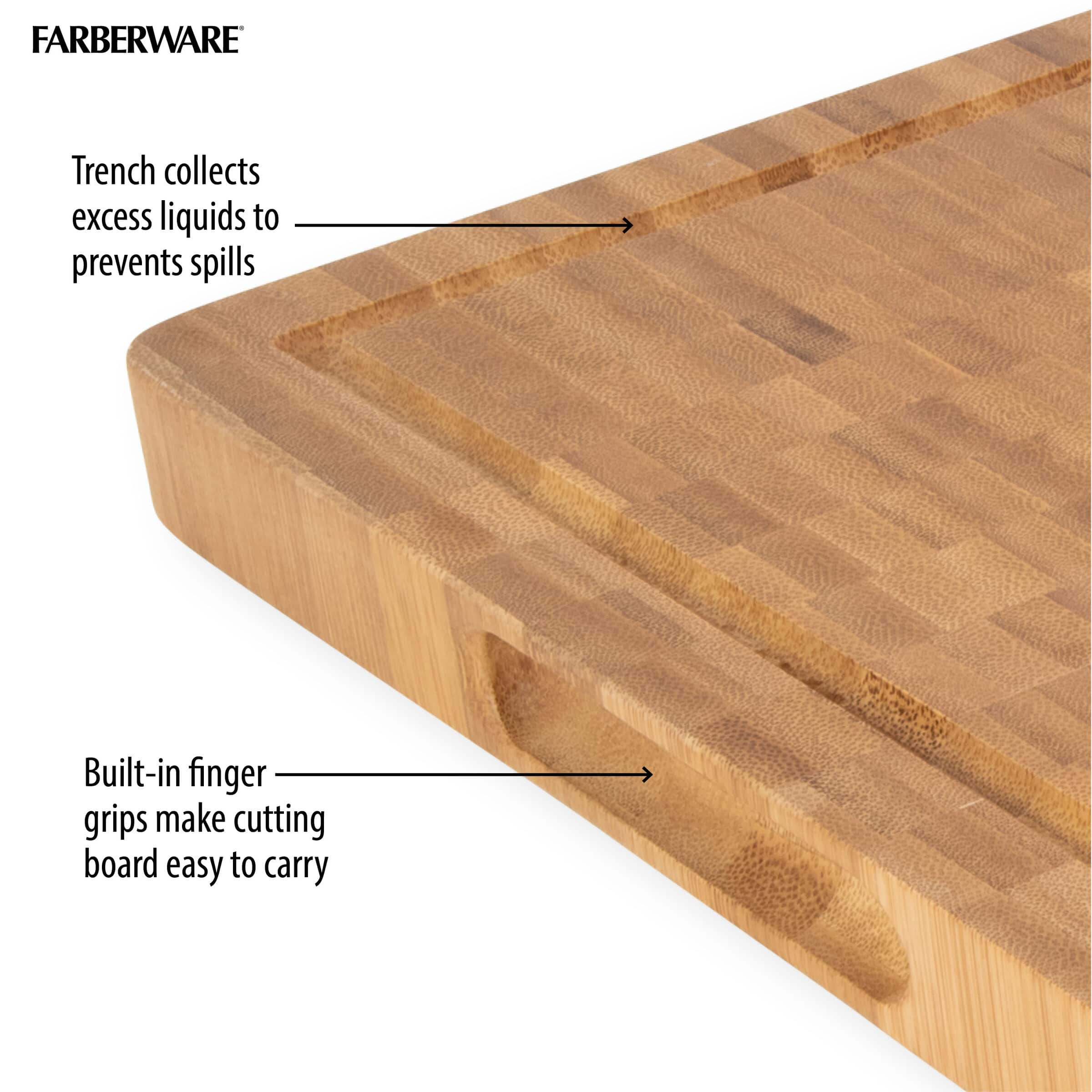 Farberware 12&#x22; End Grain Acacia Bamboo Cutting Board