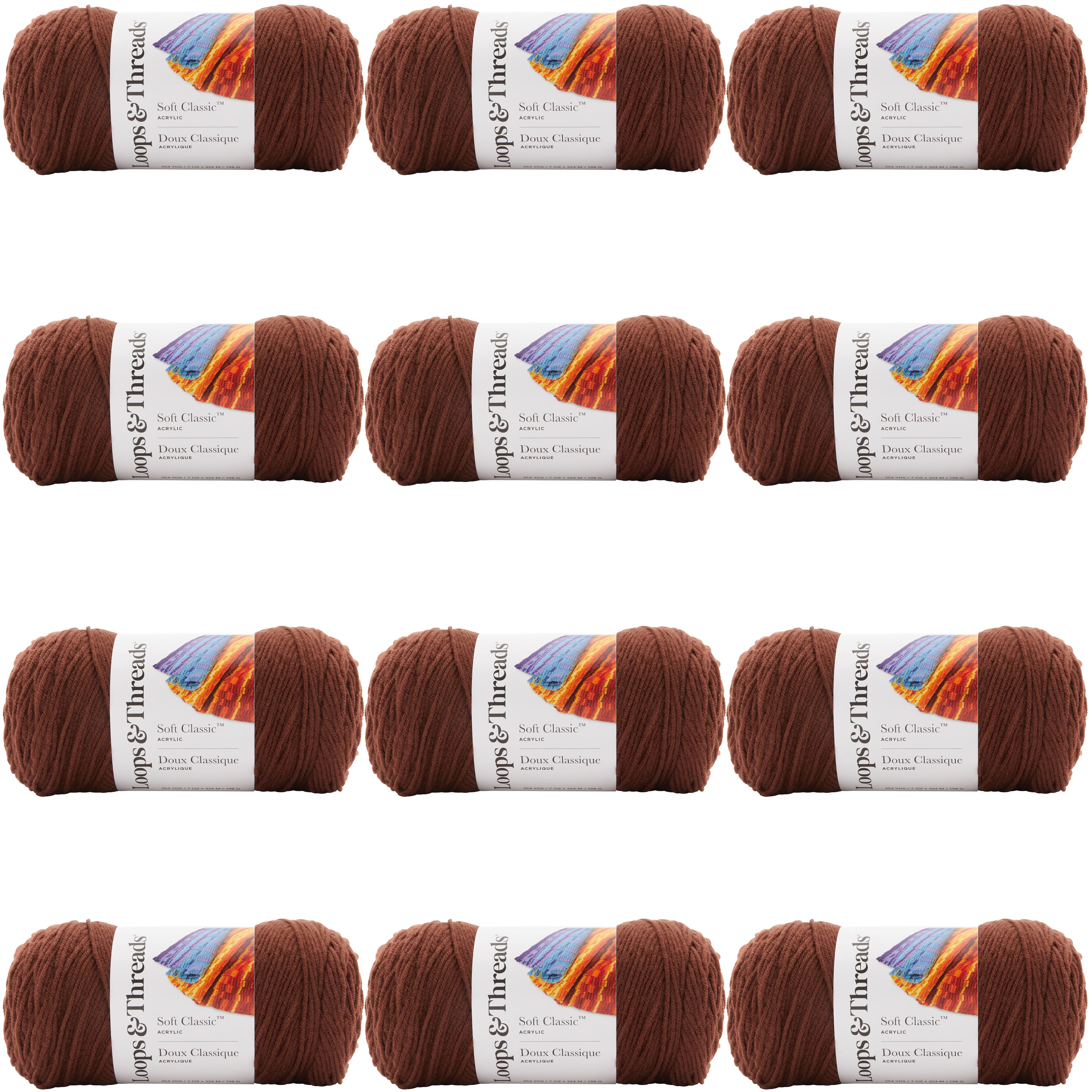 12 Pack: Soft Classic&#x2122; Solid Yarn by Loops &#x26; Threads&#xAE;
