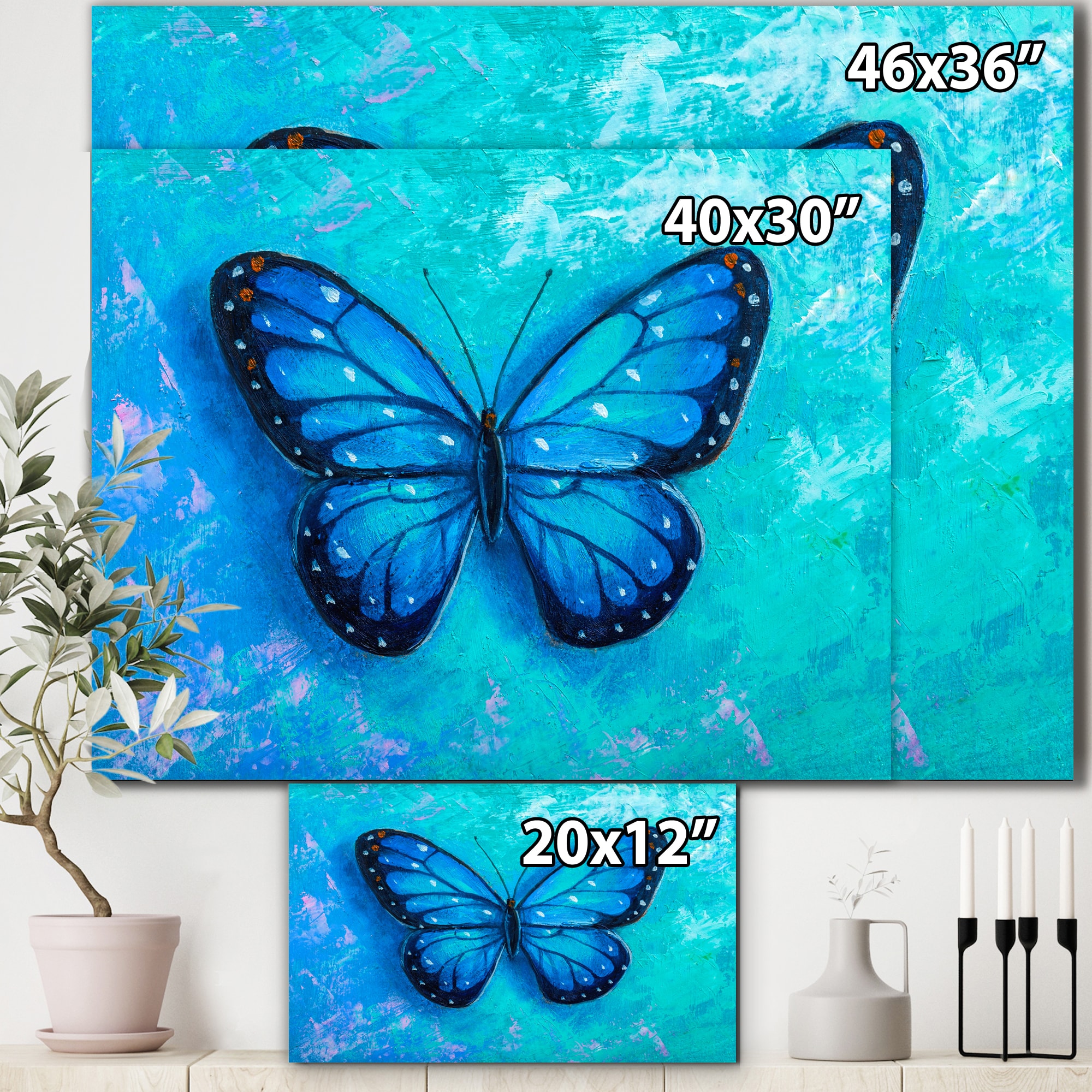 Designart - Butterfly Portrait In Multicolors IV - Modern Canvas Wall Art Print