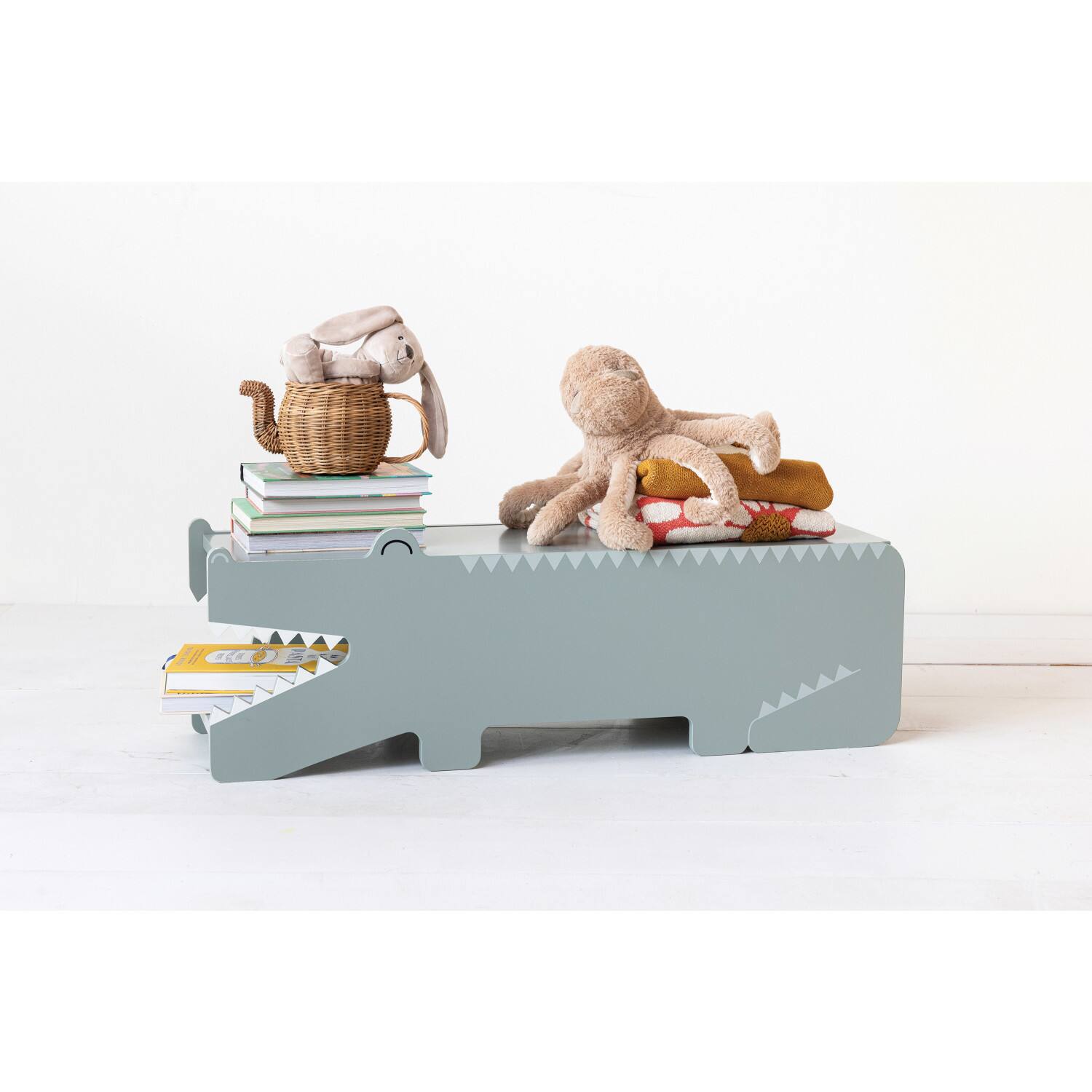 Hello Honey&#xAE; Blue Reclaimed Wood Alligator Bench with Storage