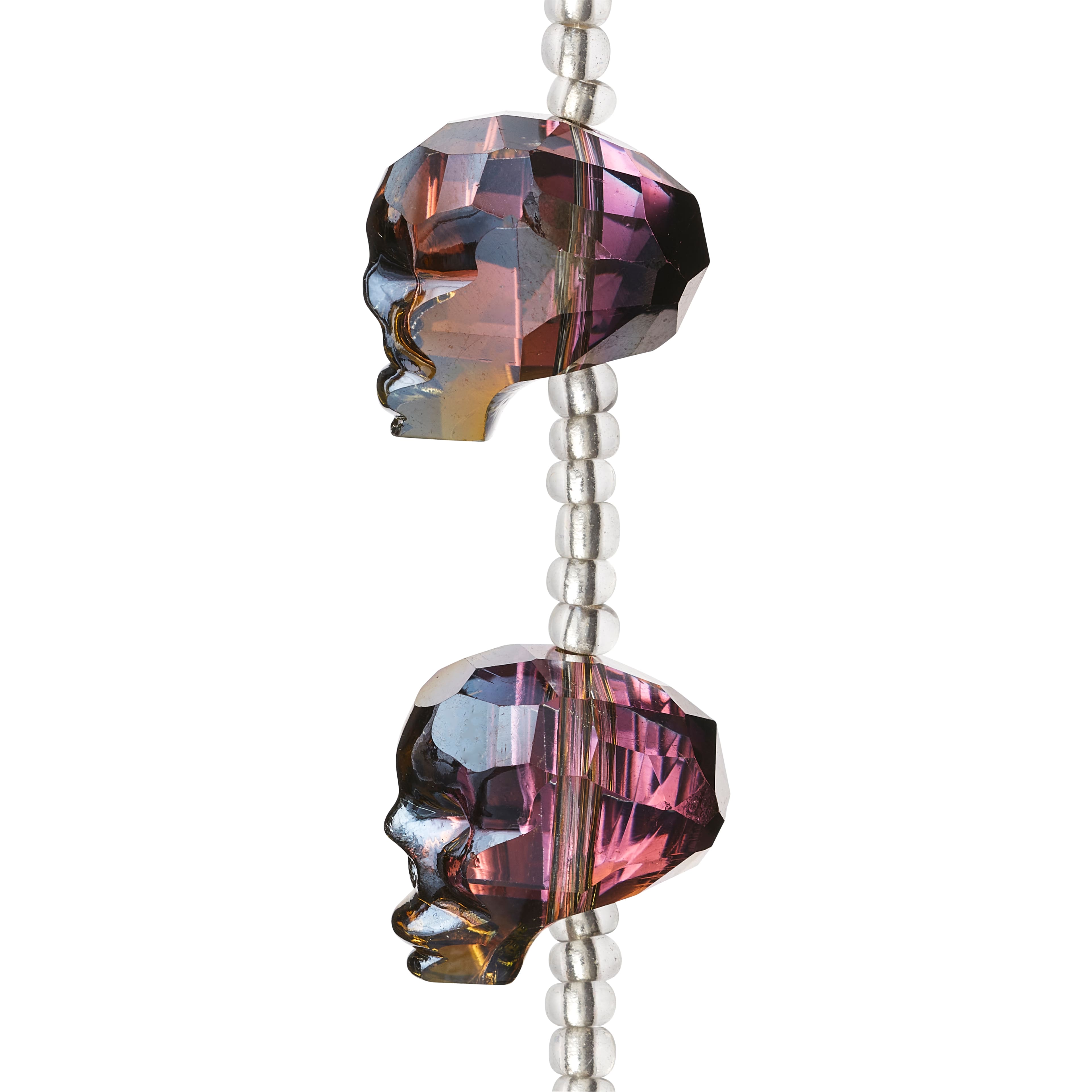 Gunmetal Faceted Glass Skull Beads by Bead Landing™, 20mm