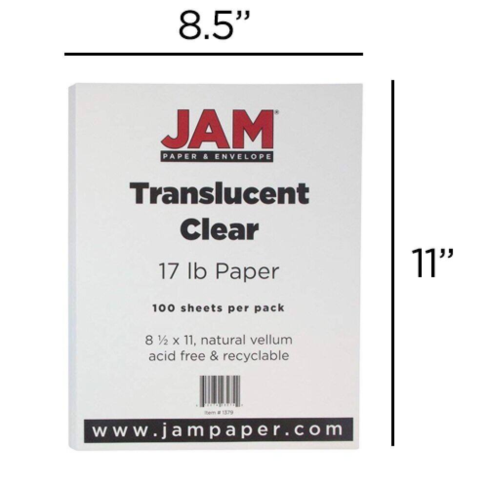 JAM Paper Translucent Clear 8.5" x 11" 17lb. Vellum Paper