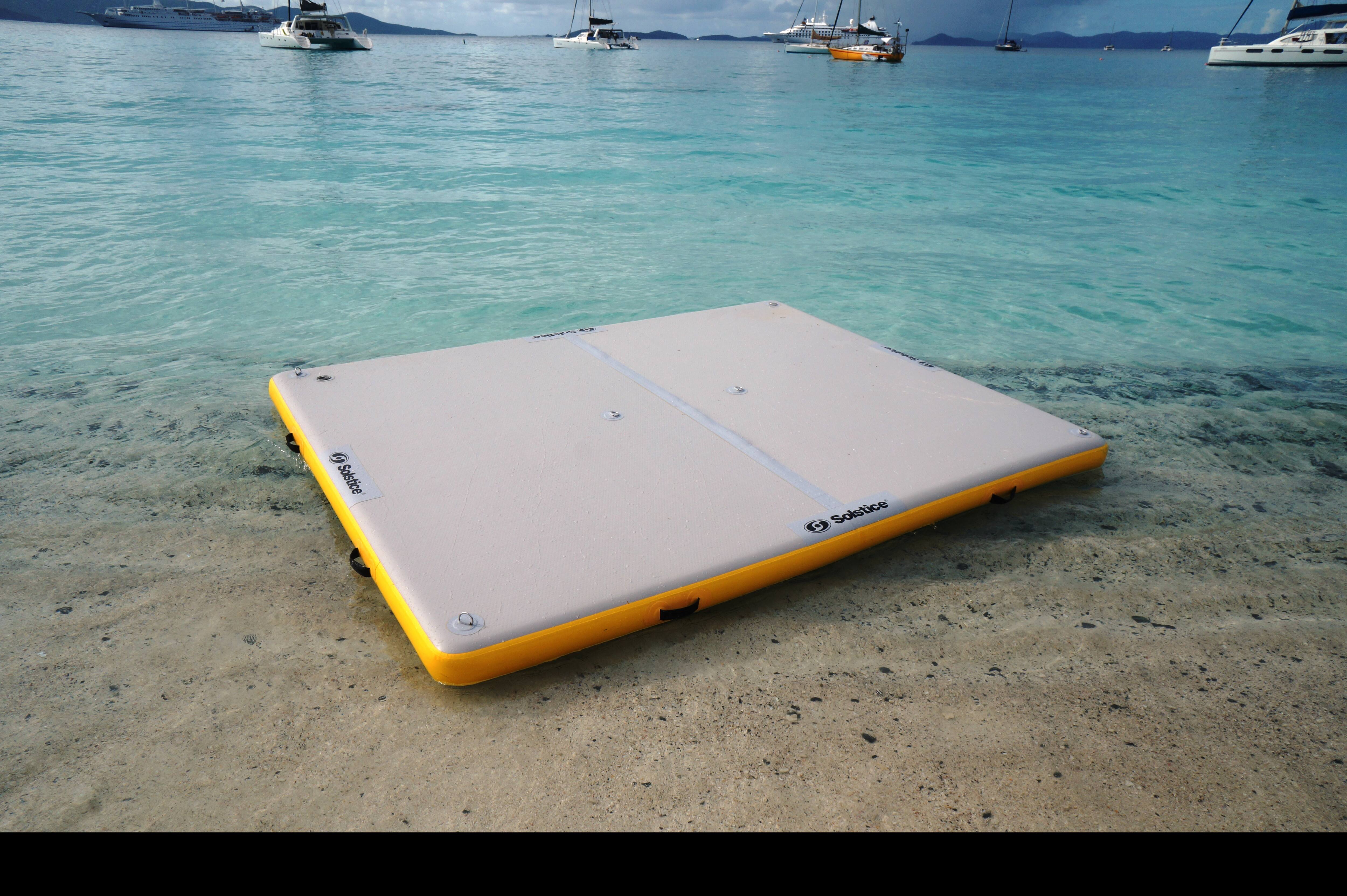 Solstice&#xAE; 8ft. Inflatable White &#x26; Yellow Private Lake Dock