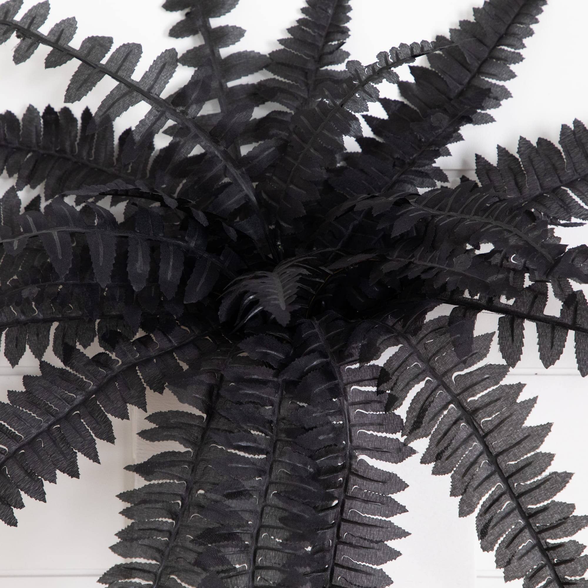 19in. Artificial Halloween Black Boston Fern - Set of 6