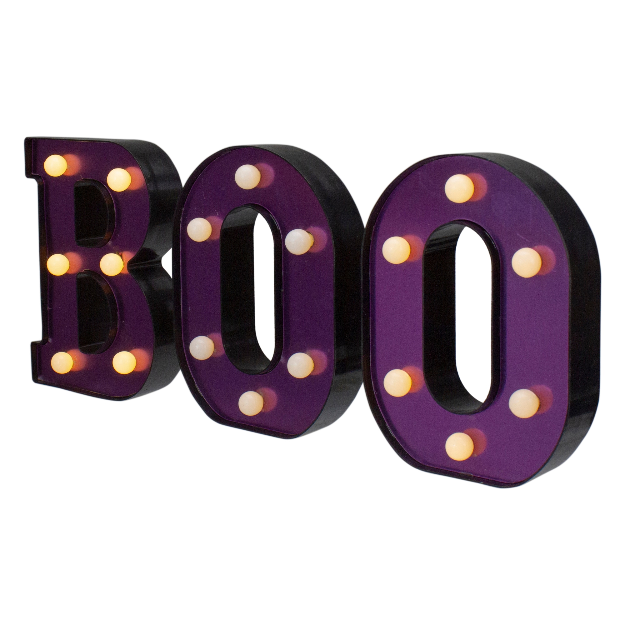 6.5" Lighted Black & Purple BOO Halloween Marquee Sign