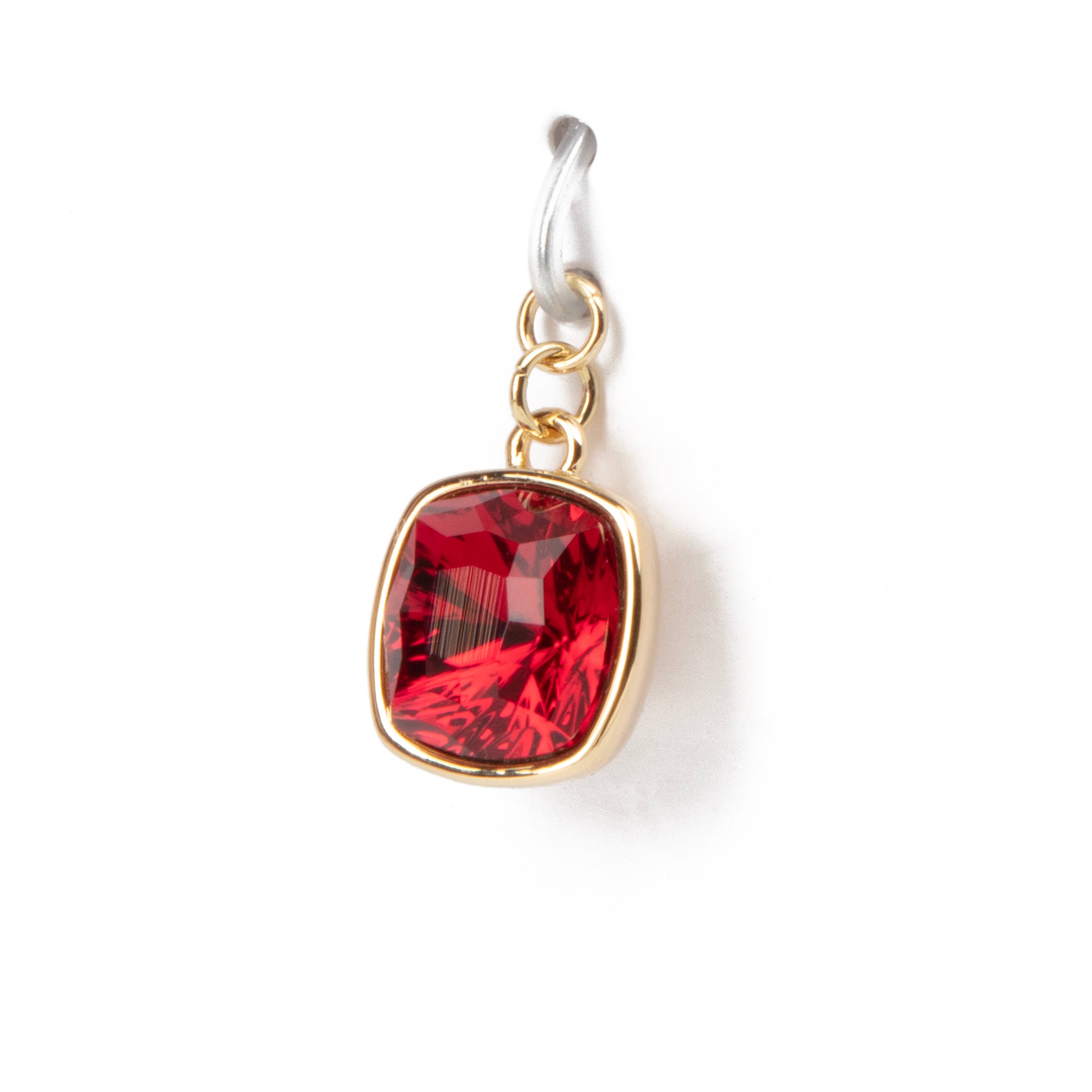 6 Pack: 14K Gold Plated Scarlet Austrian Crystal Square Cut Charm by Bead Landing&#x2122;