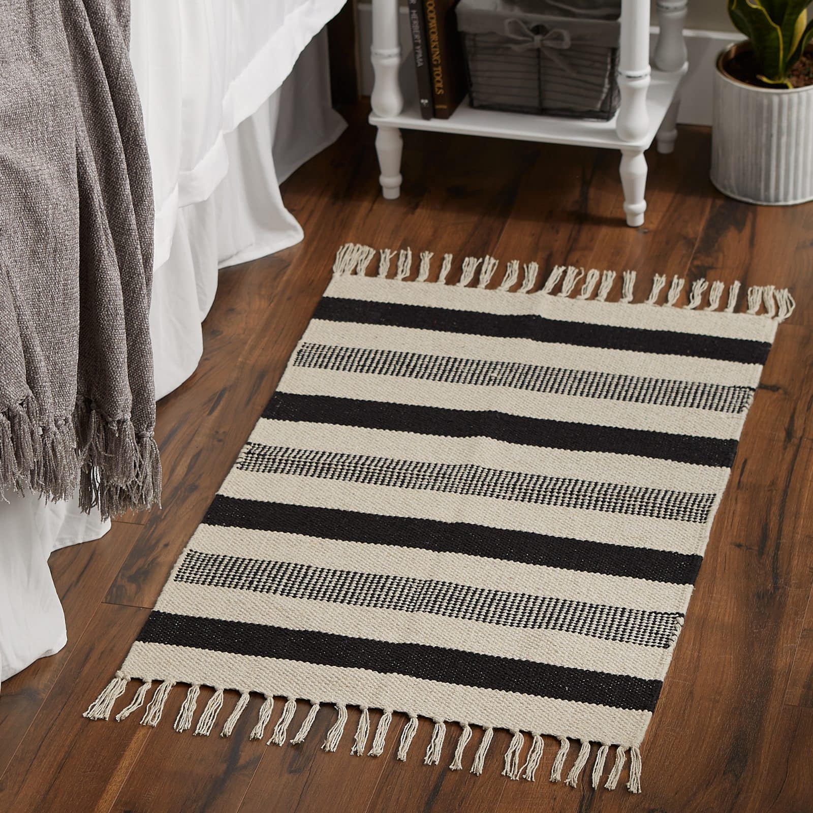 DII® Black Combo Stripe Hand-Loomed Rug, 2ft. x 3ft.