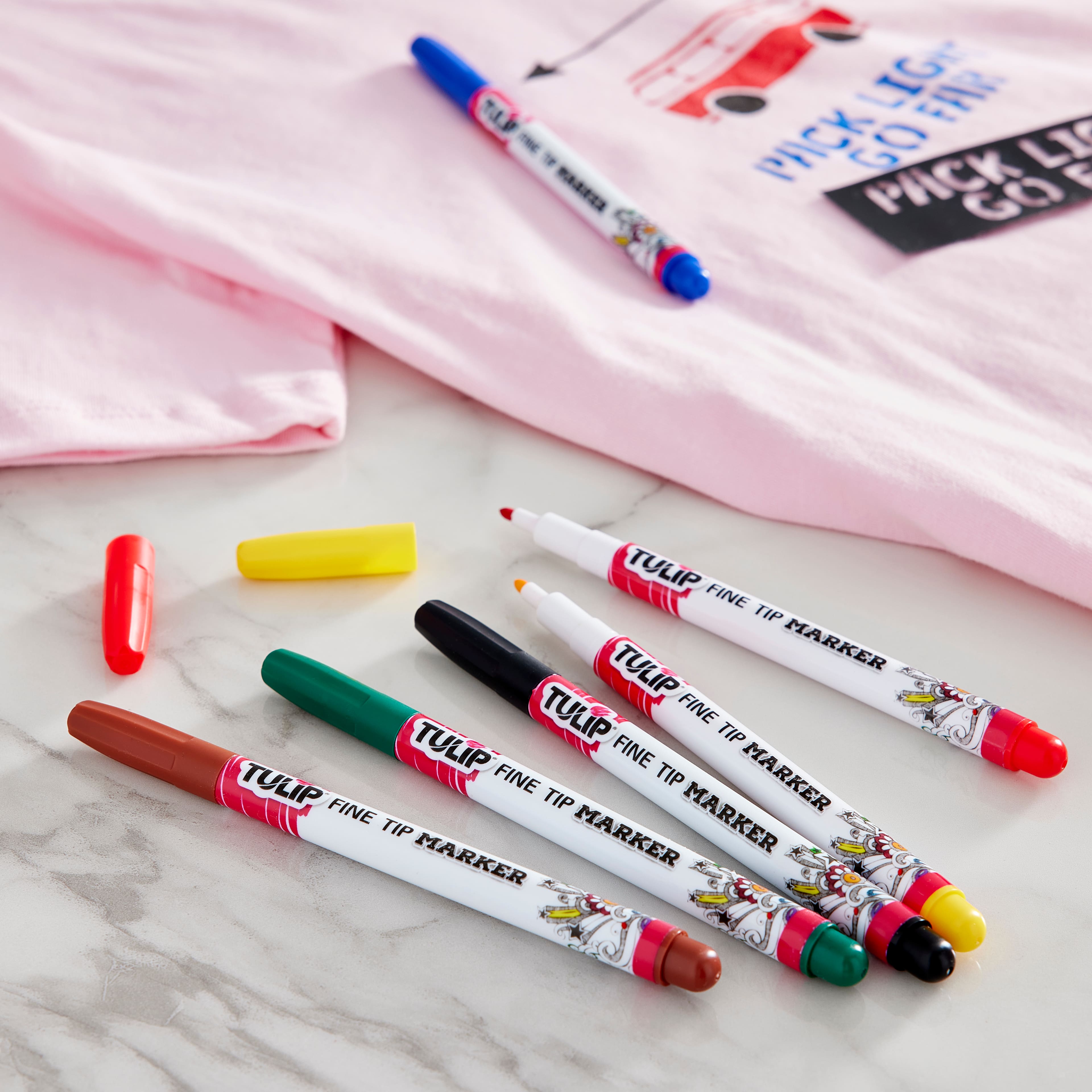 Tulip® Fabric Markers®, Fine Tip Primary, 6 Pack