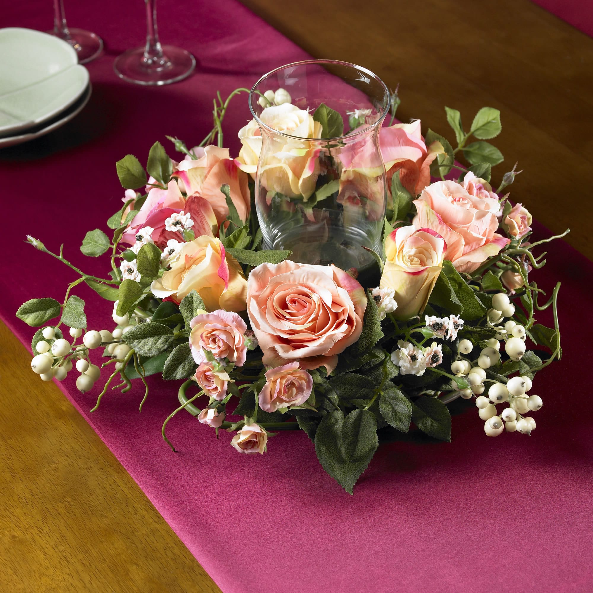 8.5&#x22; Rose Candelabrum Silk Flower Arrangement