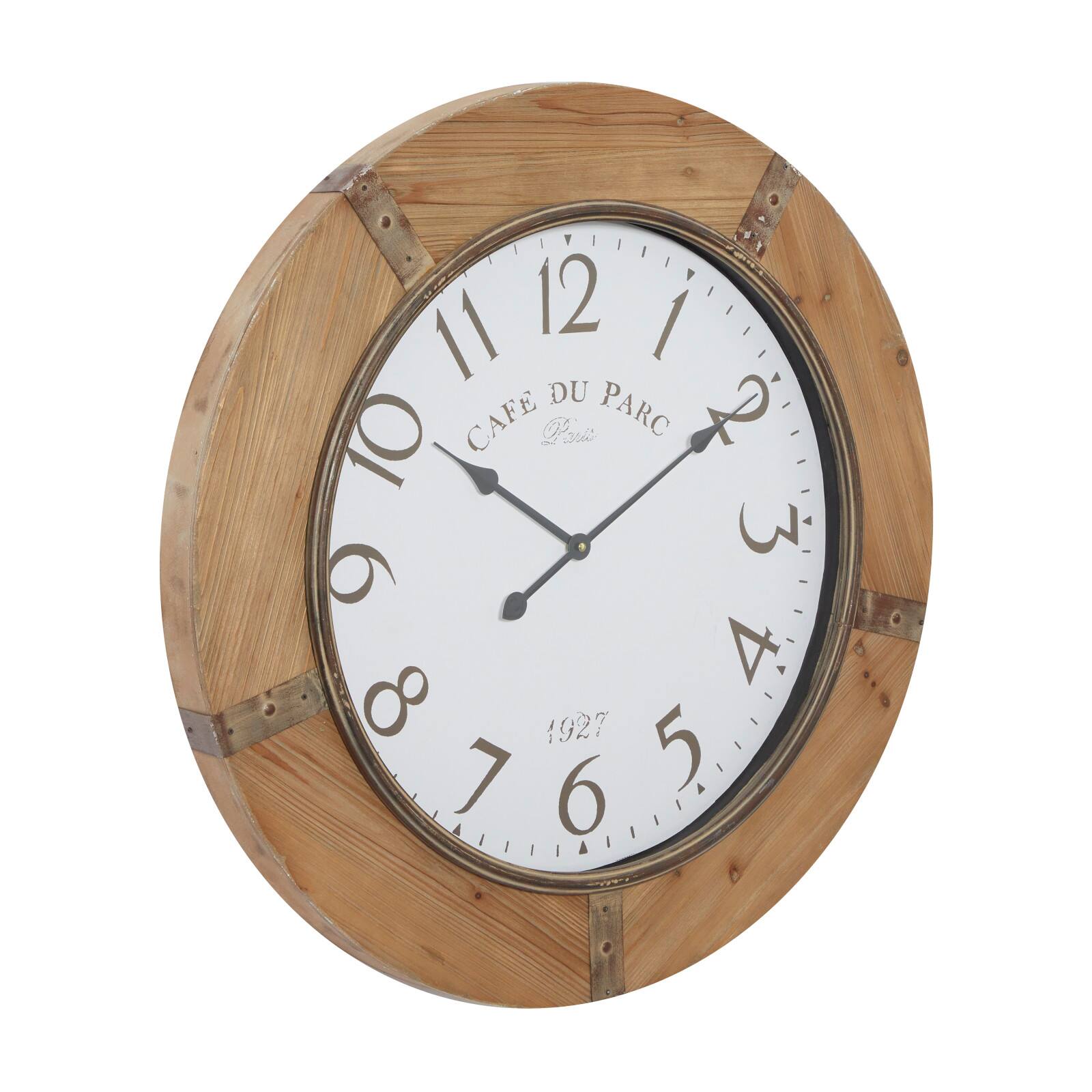 Brown Rustic Wood Wall Clock, 32&#x22; x 32&#x22;