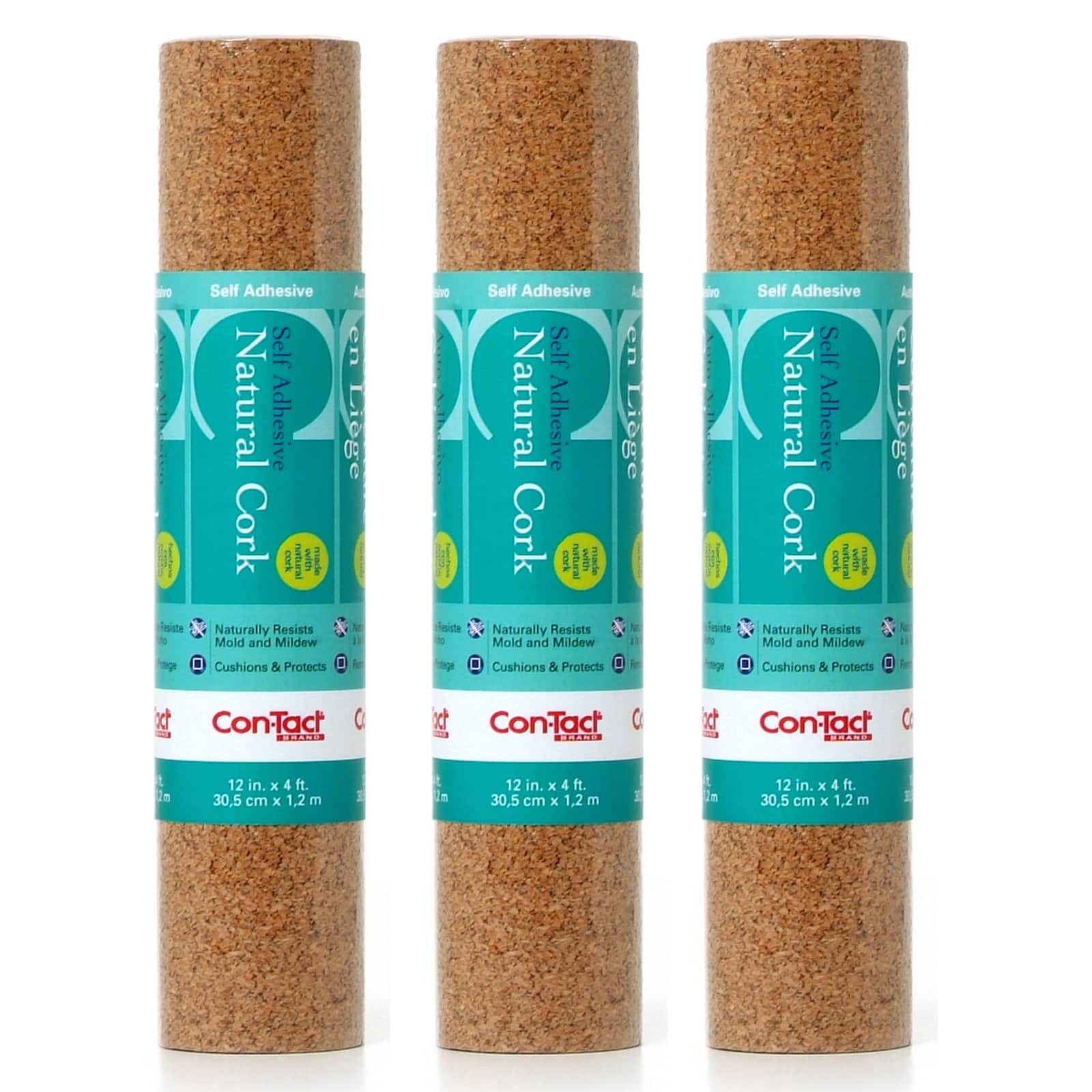 Con-Tact&#xAE; Brand 12&#x22; x 4ft. Natural Cork Adhesive Rolls, 3ct.