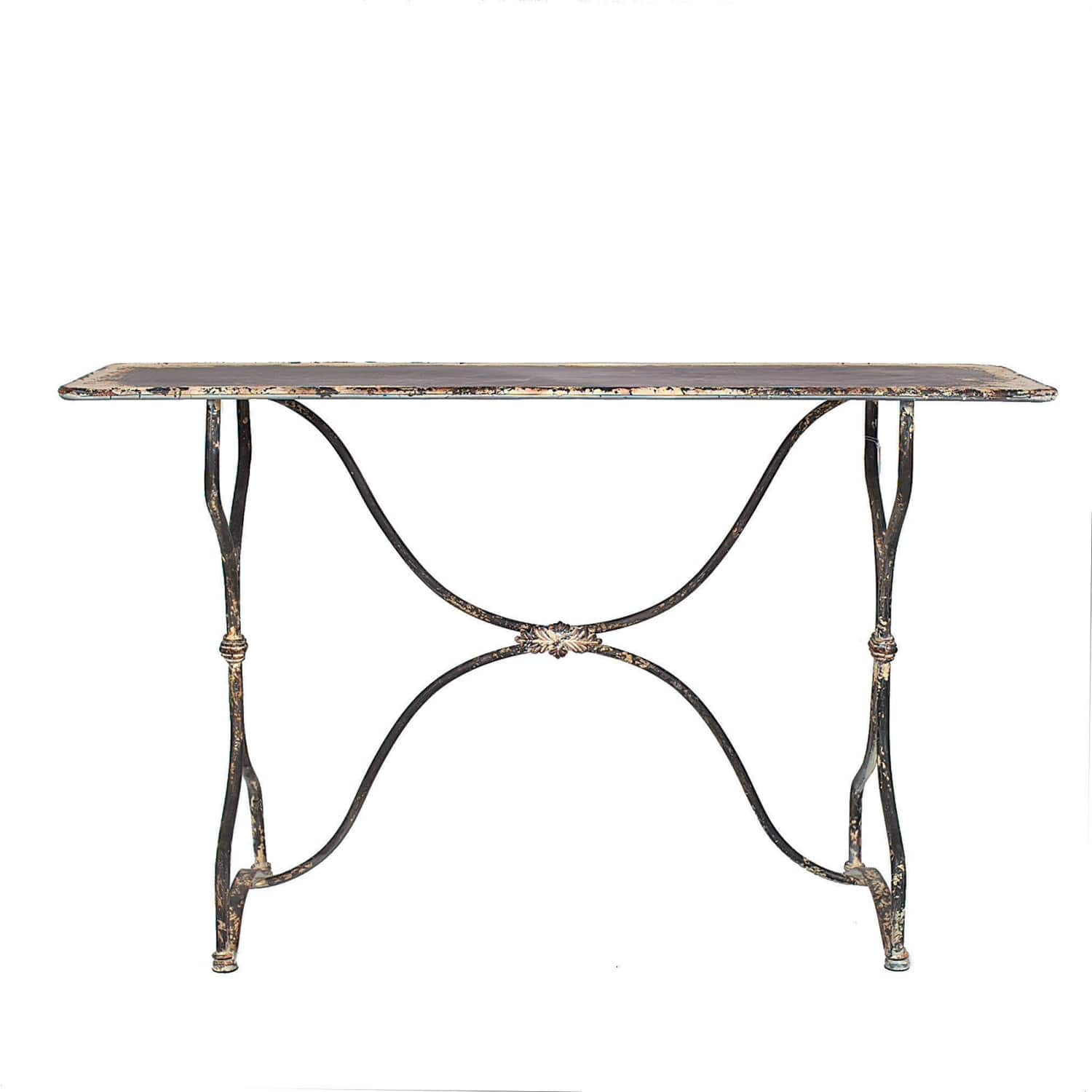 Hello Honey&#xAE; 5ft. Vintage Distressed Black &#x26; White Metal Sofa Table