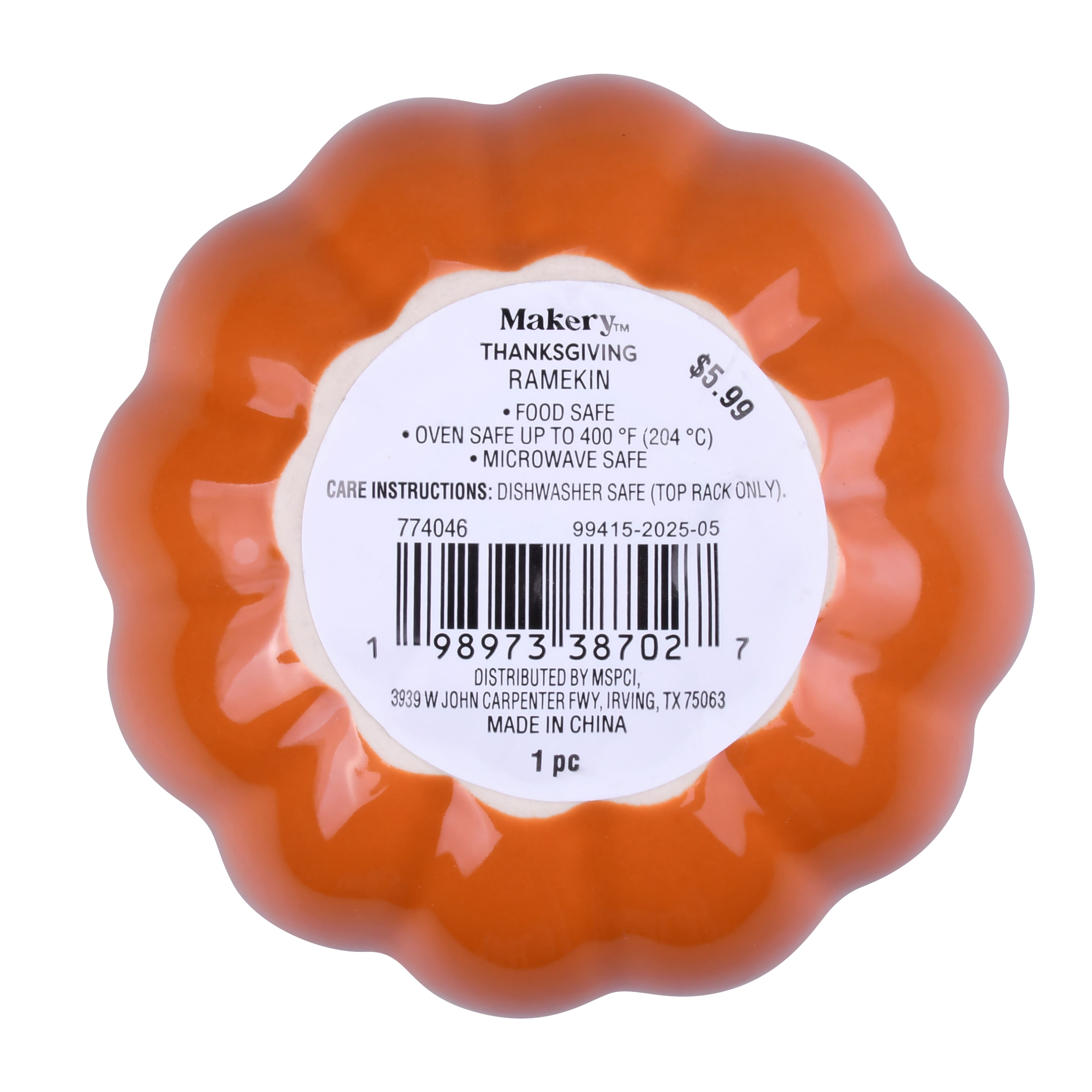 4&#x22; Orange Ceramic Pumpkin Ramekin by Makery&#x2122;