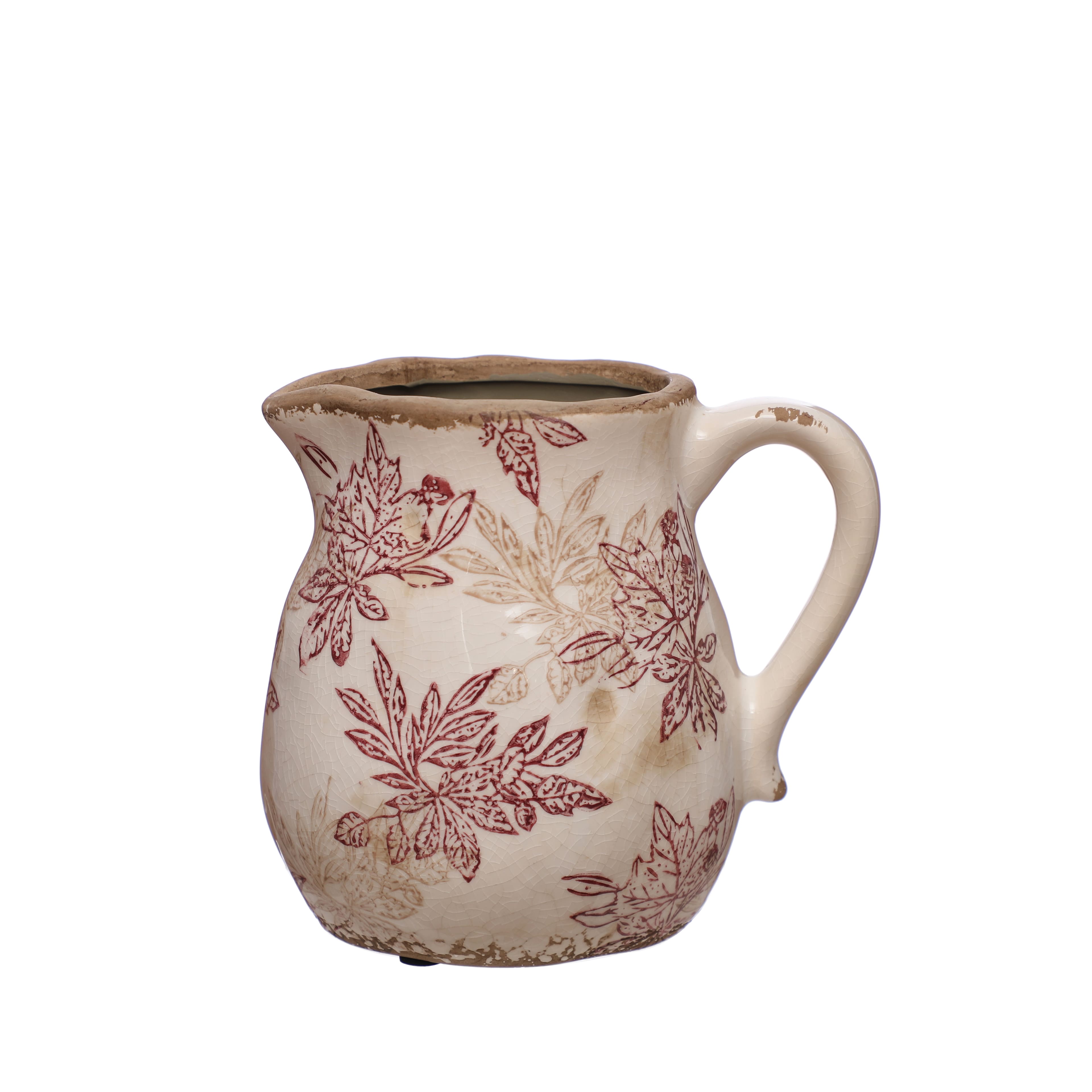 6.25" Floral Crackle Ceramic Pitcher by Ashland®