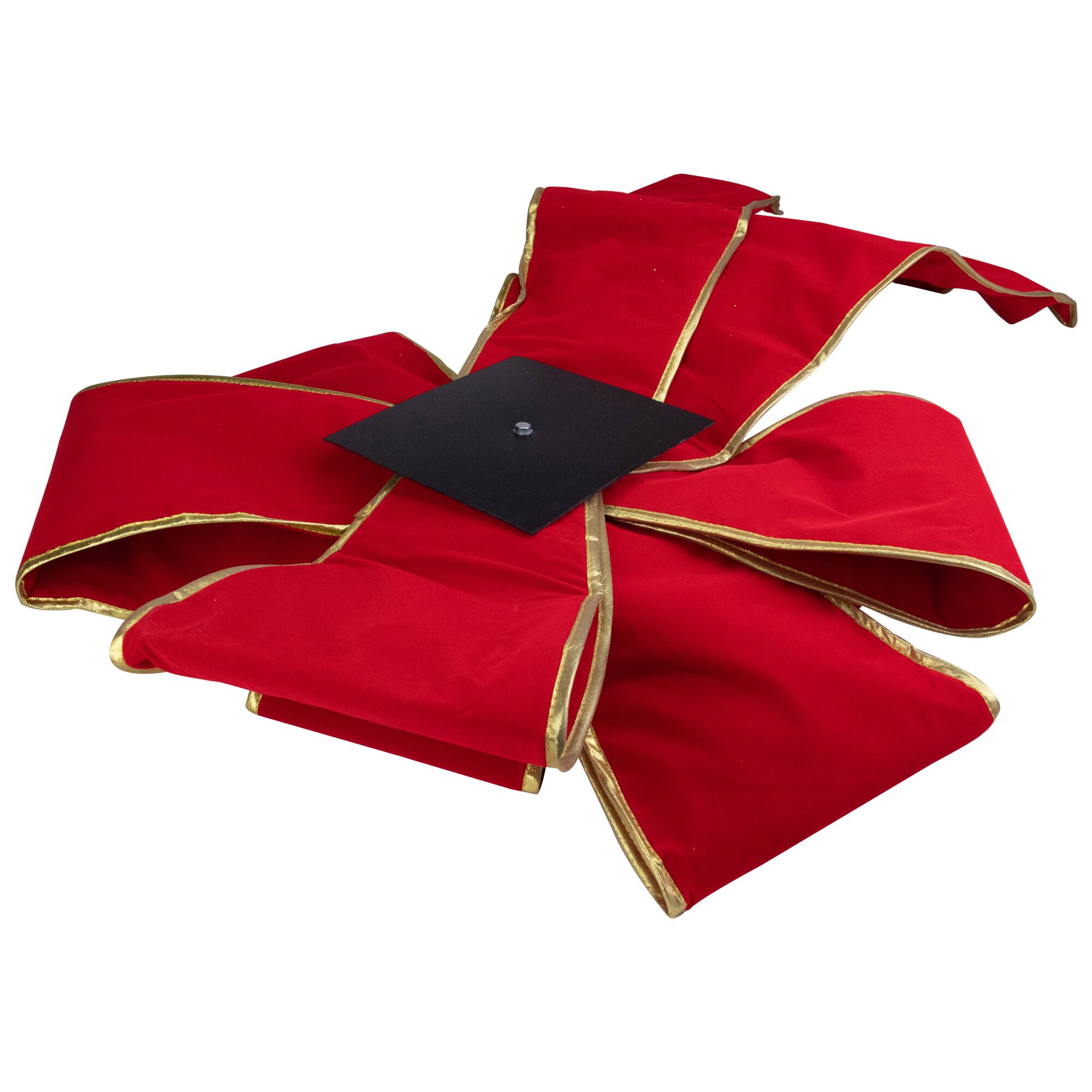 40&#x22; Red 3D 11-Loop Velveteen Christmas Bow with Gold Trim