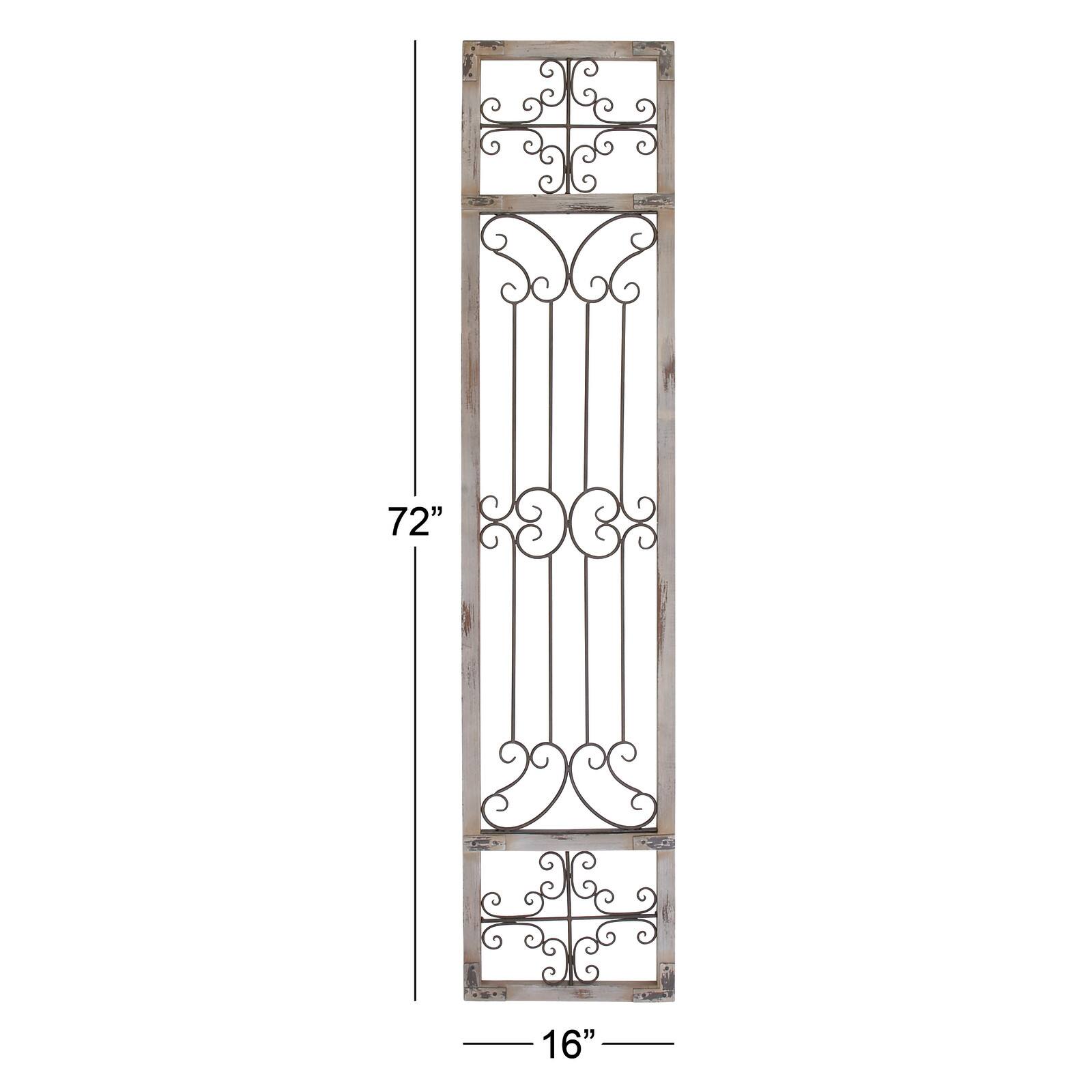 72&#x22; Gray Metal Traditional Ornamental Wall Decor