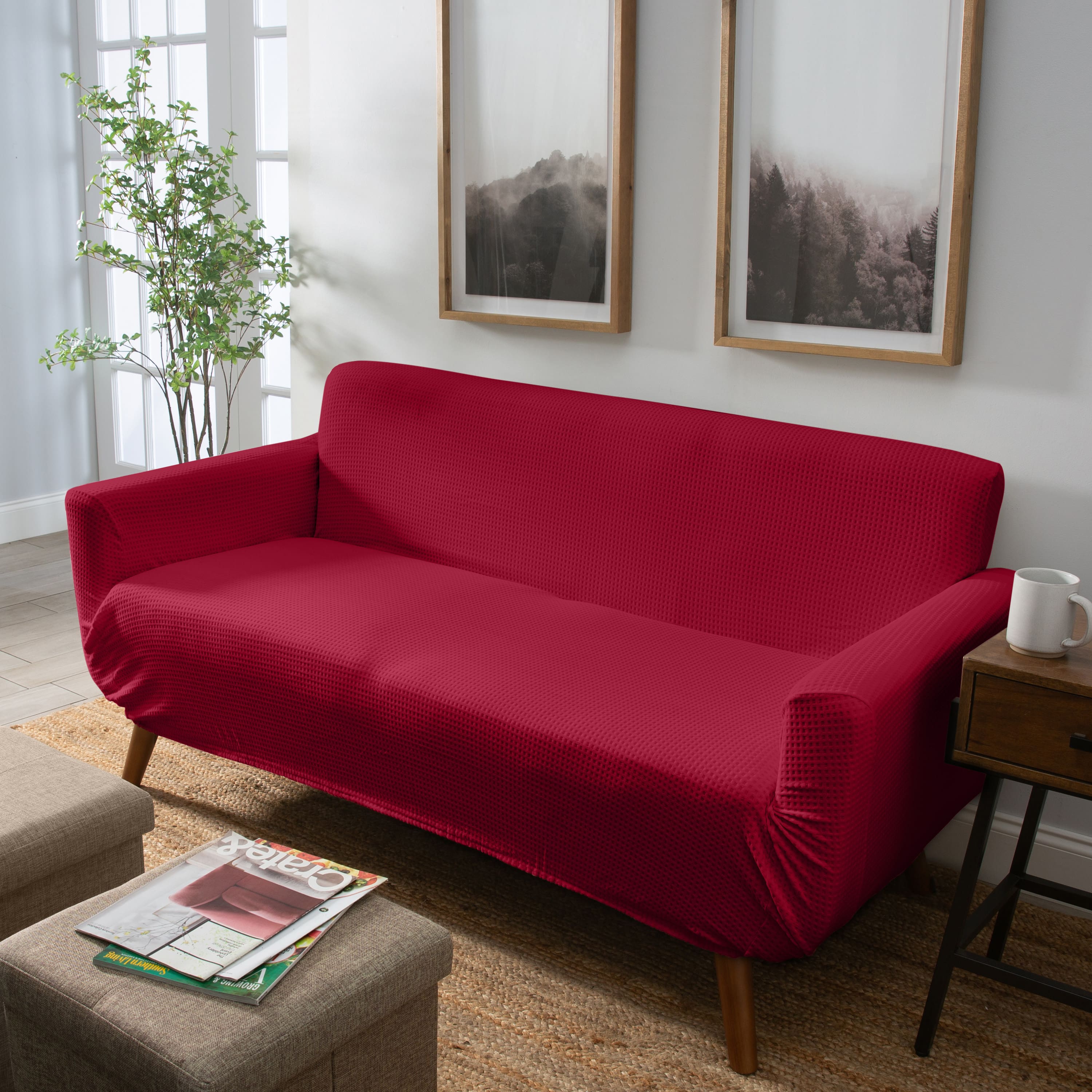 Home Details Waffle Design Loveseat Furniture Slipcover