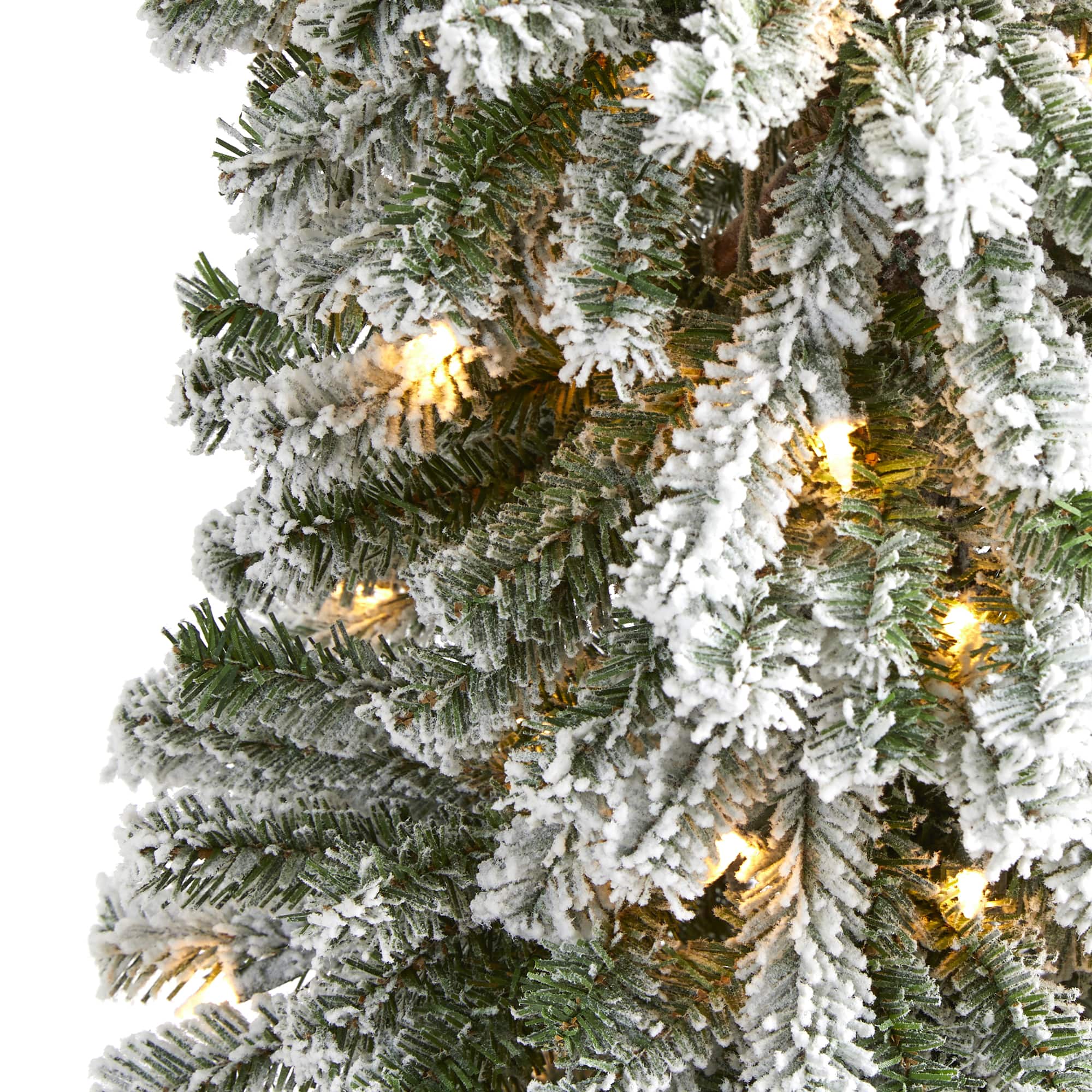 6ft. Pre-Lit Flocked Alpine Artificial Christmas Tree, Clear LED Lights