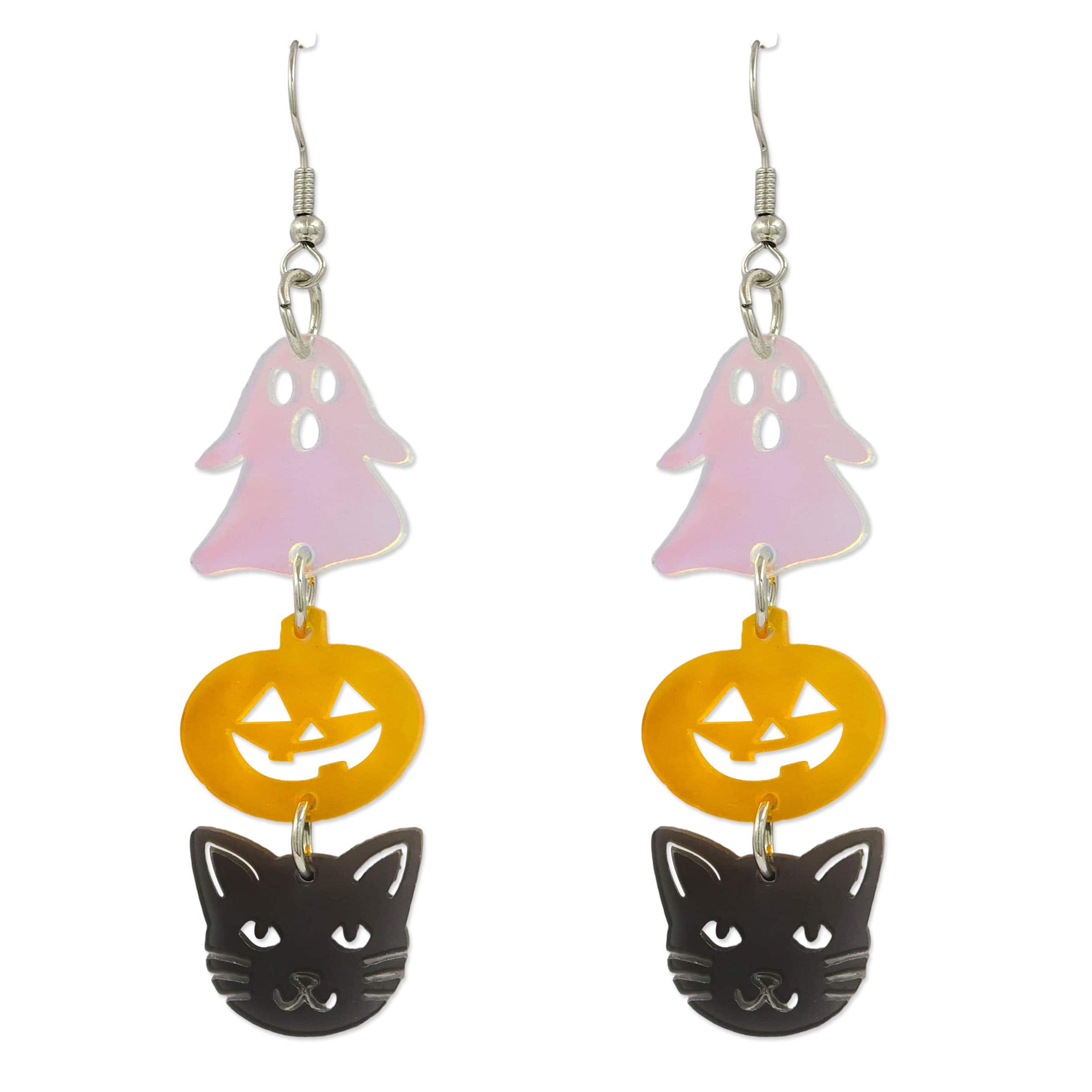 Ghost, Jack-o&#x27;-Lantern, &#x26; Black Cat Earrings by Celebrate It&#x2122;