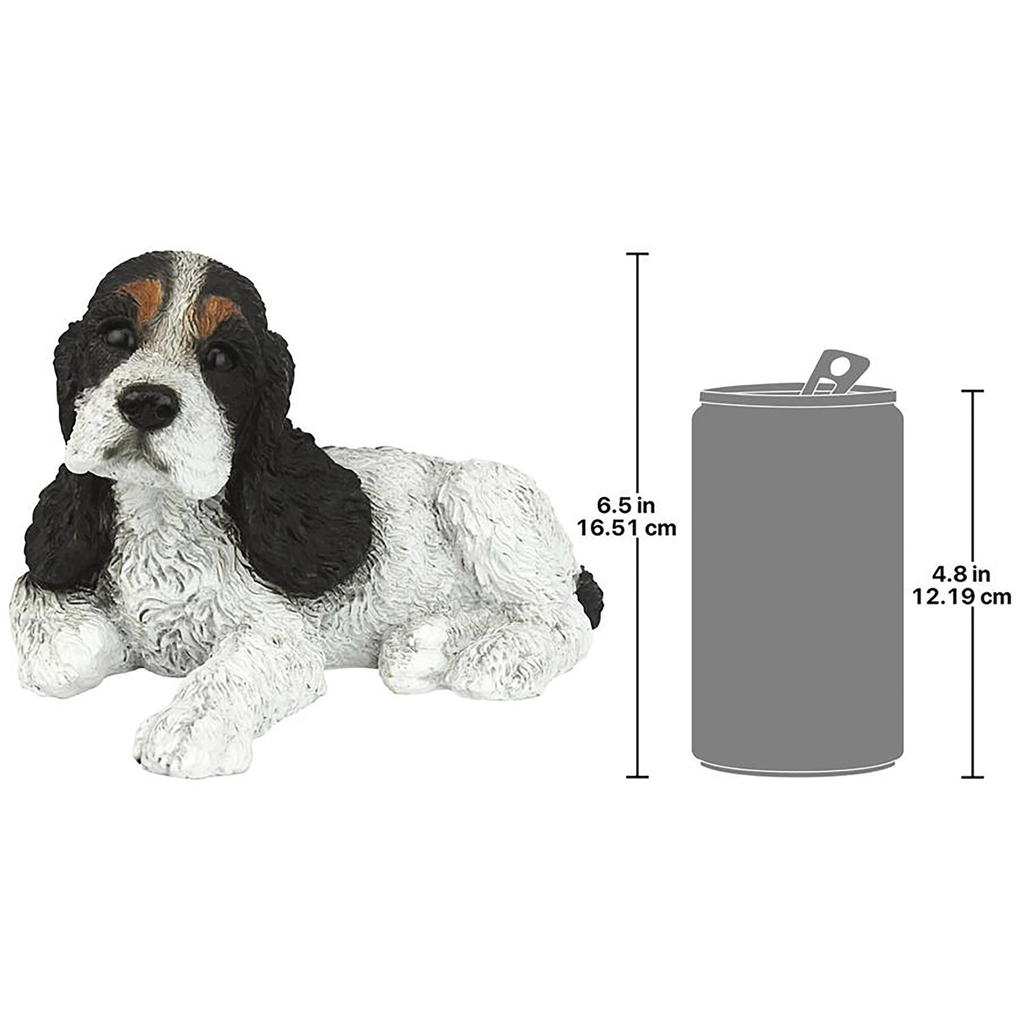 Design Toscano 10&#x22; Black &#x26; White Cocker Spaniel Puppy Dog Statue