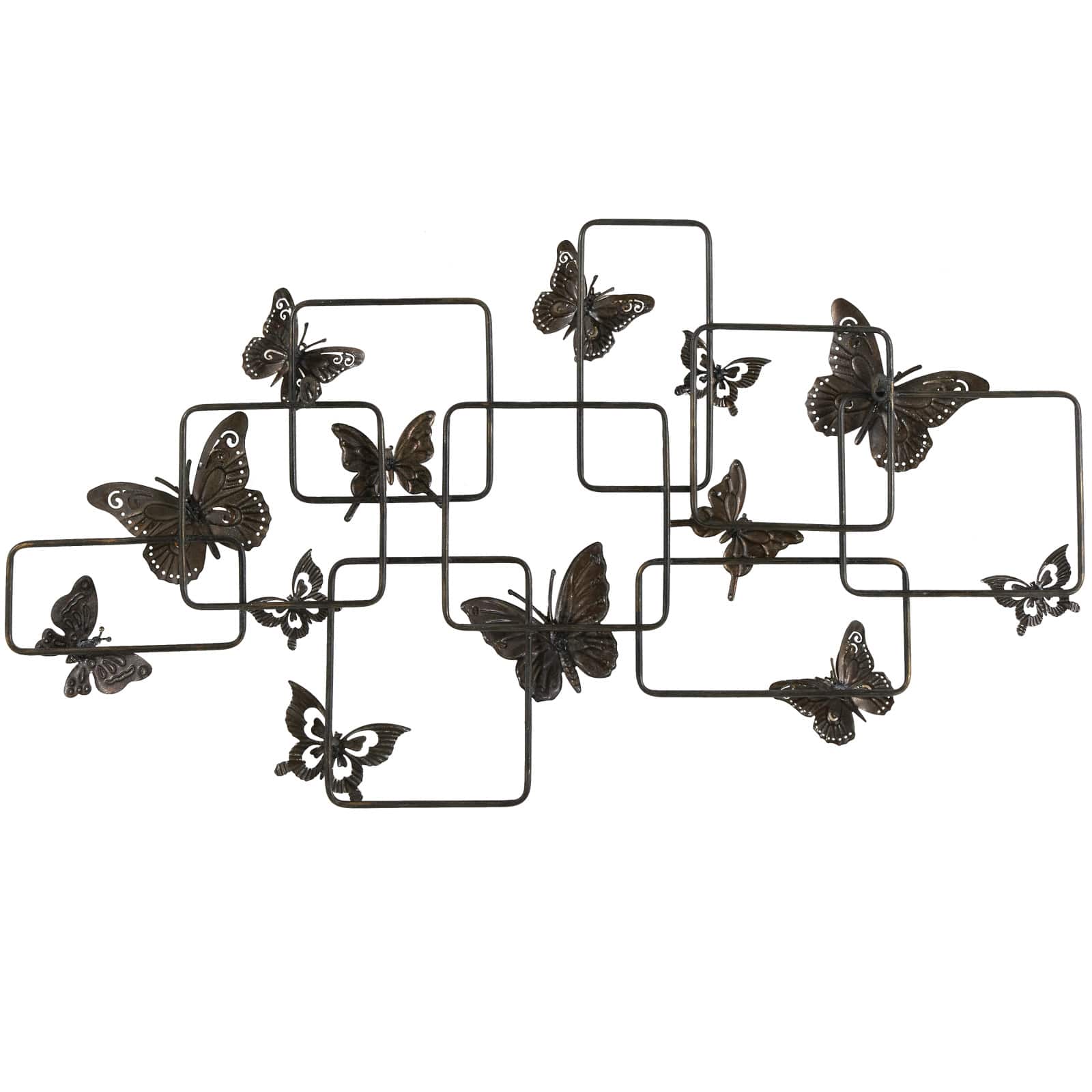 Gold Metal Butterfly Wall Décor with Black Open Rectangles