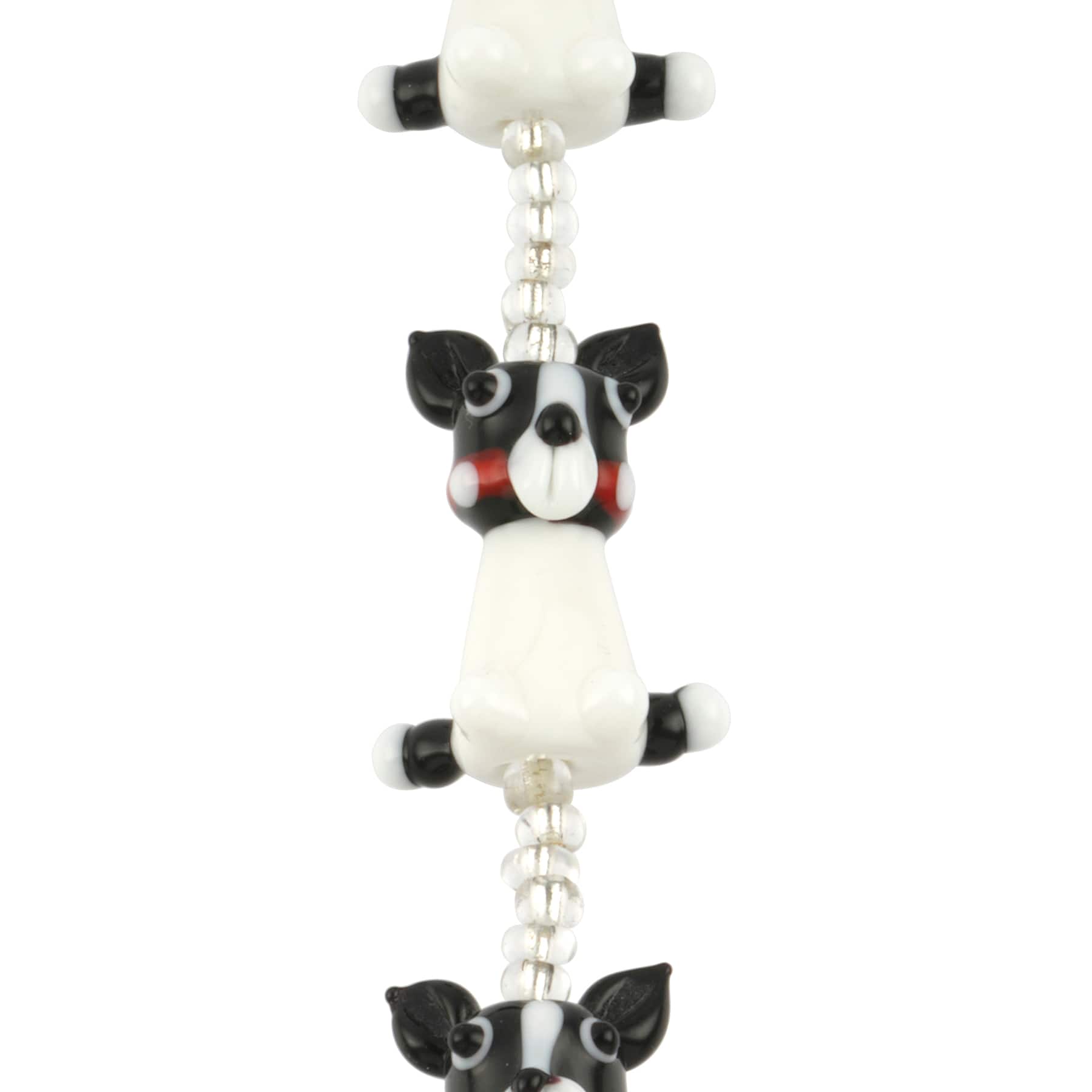 12 Pack: Black & White Lampwork Glass Dog Beads by Bead Landing™