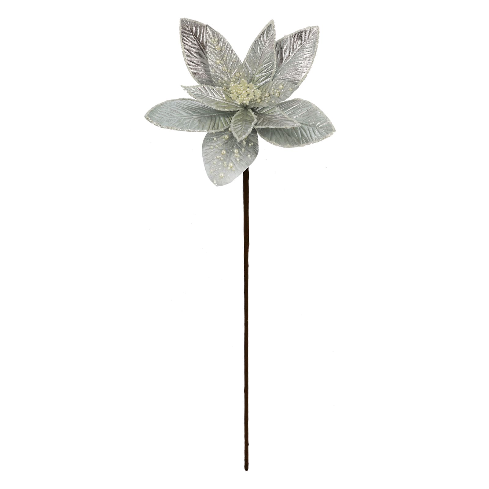 22&#x22; Silver Poinsettia &#x26; Pearl Stem by Ashland&#xAE;