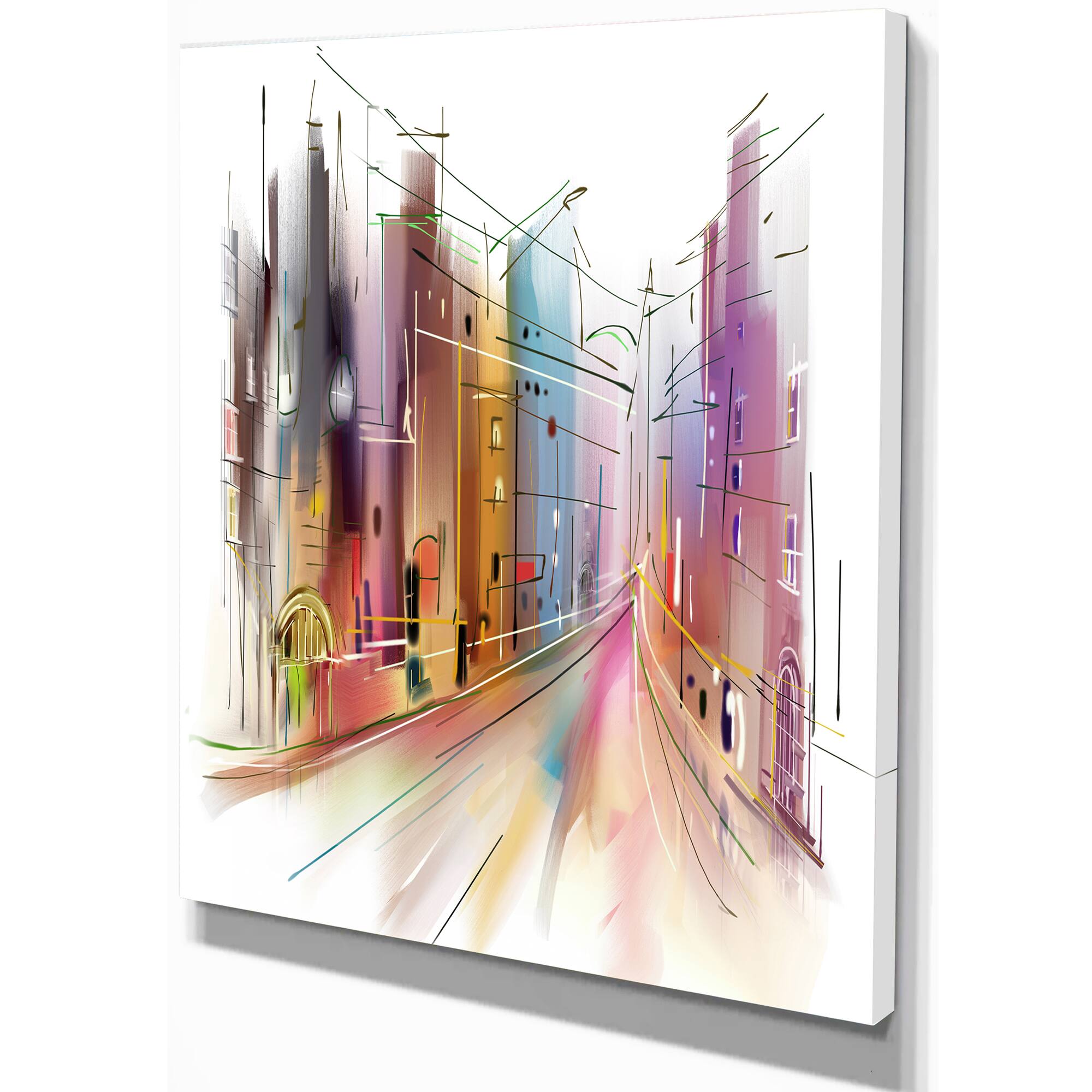 Designart - Road in City Art - Cityscape Canvas Art Print