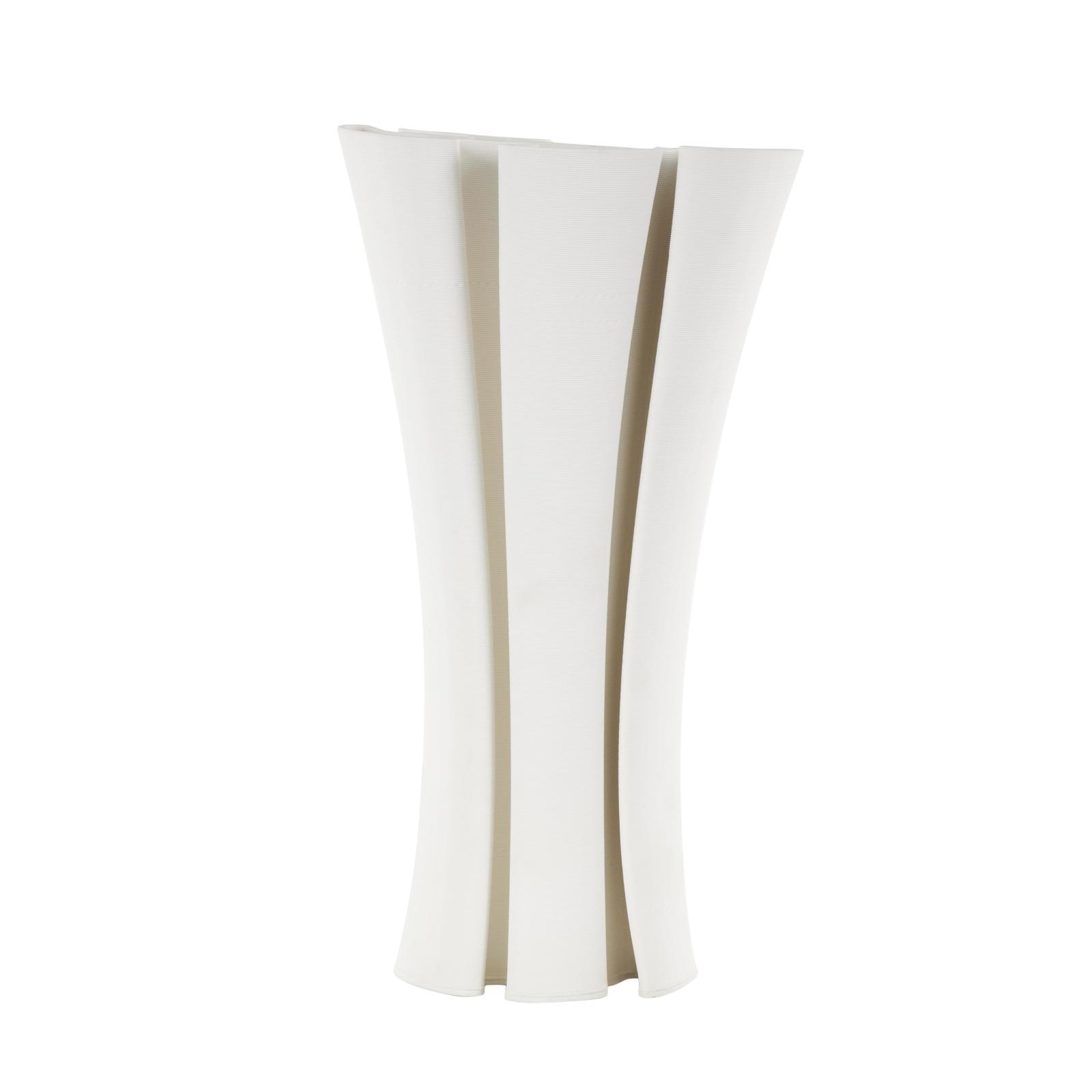 White Ceramic Abstract Ribbed Dimensional Folded Vase with Curvy Rim