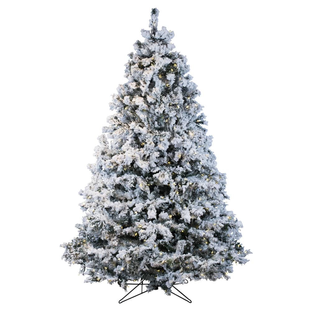 5.5ft. Pre-Lit Flocked Alaskan Pine Artificial Christmas Tree, Warm ...