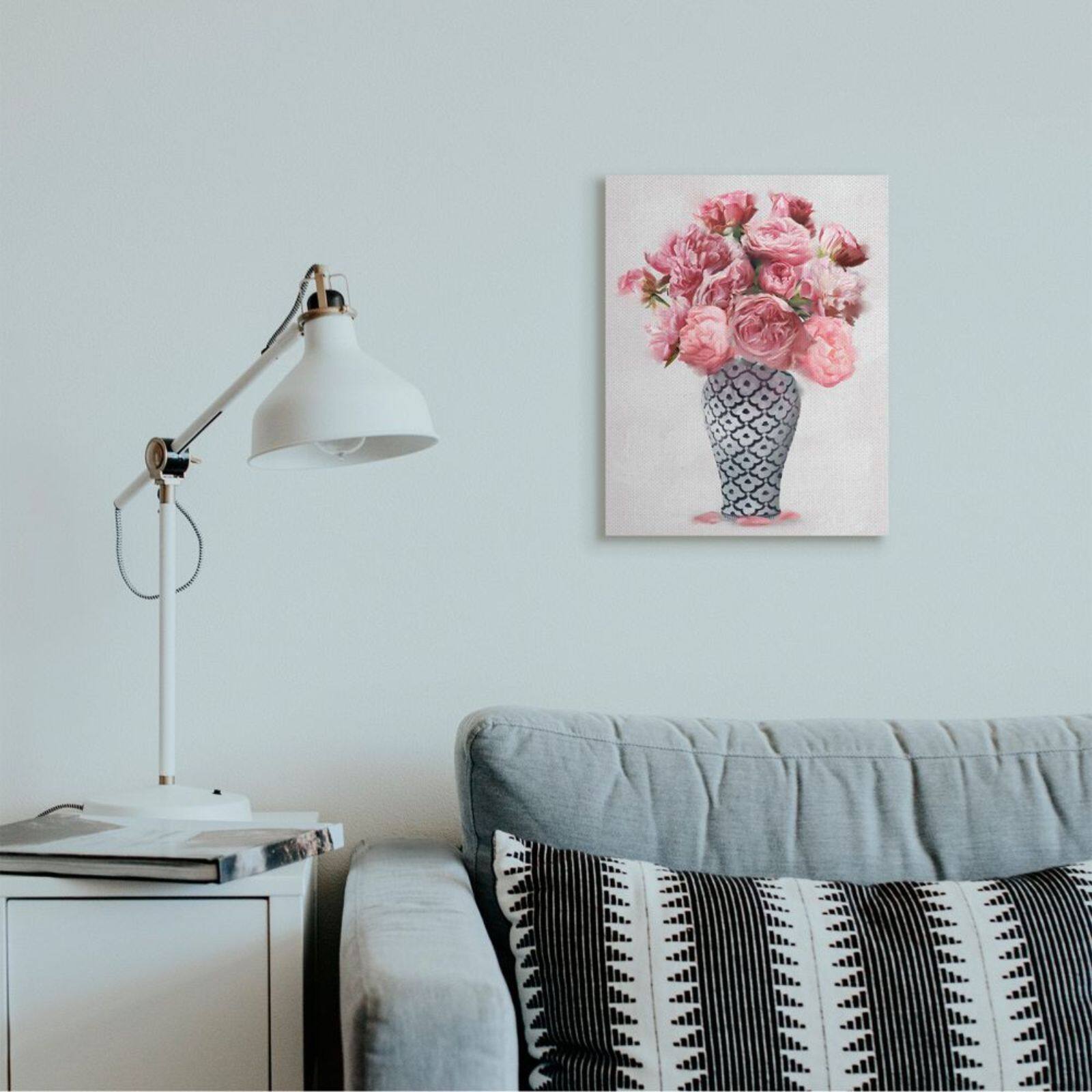 Stupell Industries Elegant Pink Peony Floral Bouquet in Vase Canvas Wall Art