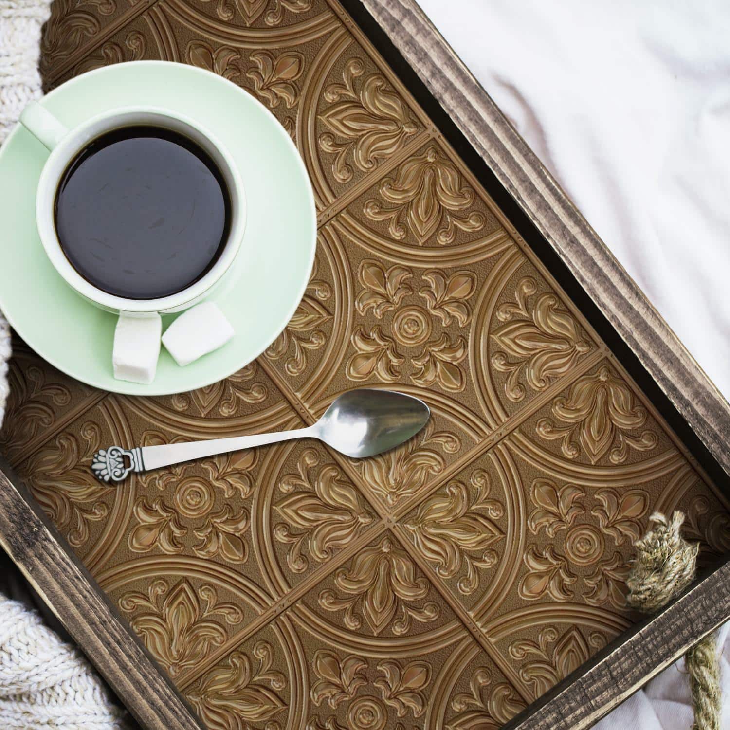 Roommates Copper Tin Tile Peel &#x26; Stick Backsplash
