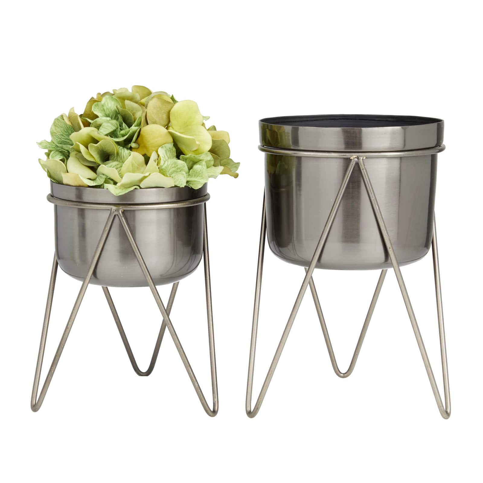 Silver Modern Planter, Set of 2" 7", 7"