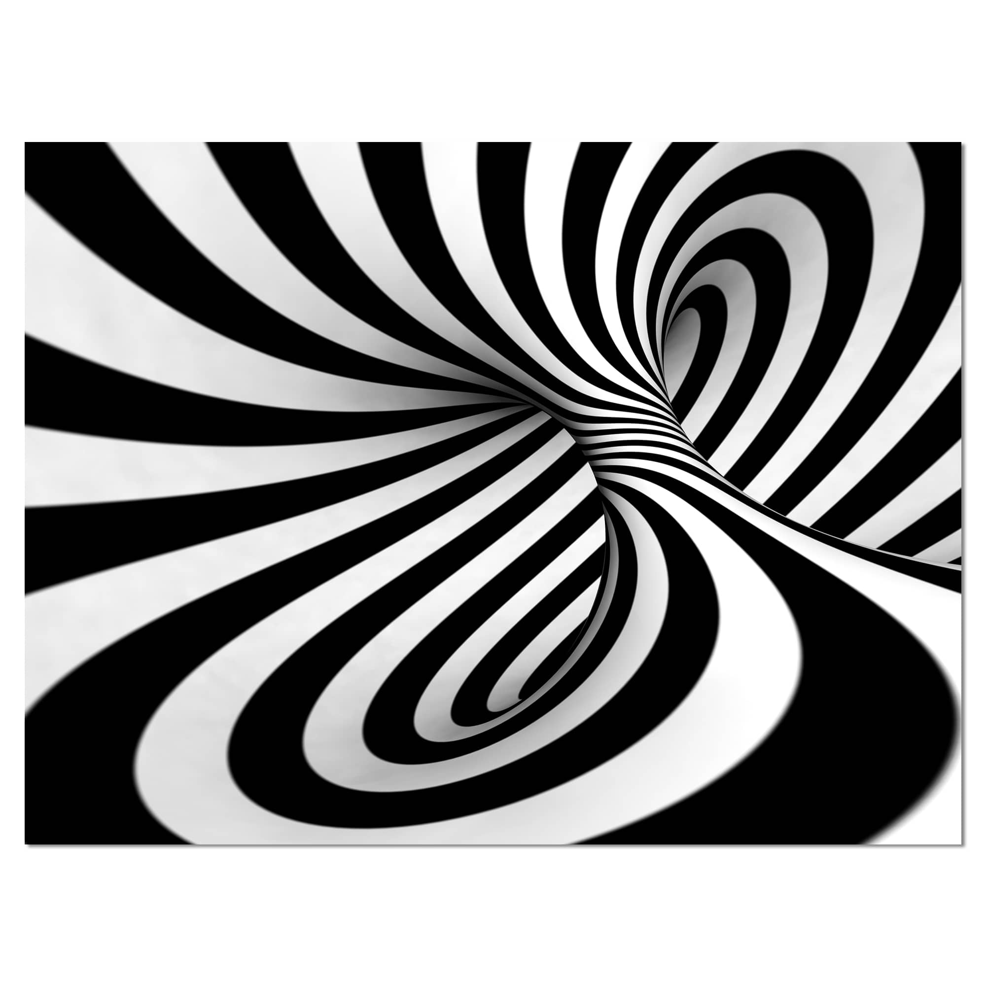 Designart - Spiral Black n White - Abstract Canvas Art Print