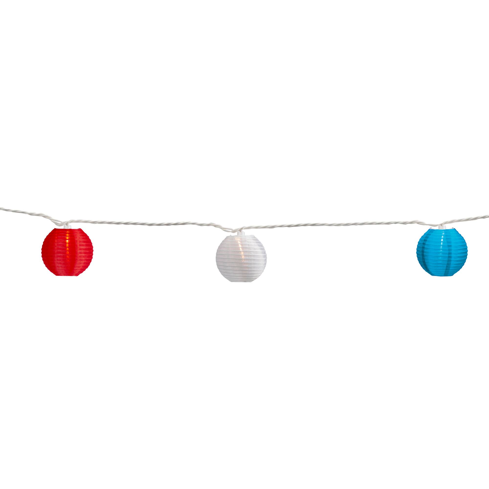 10ct. Red, White &#x26; Blue 4th of July Paper Lantern Lights