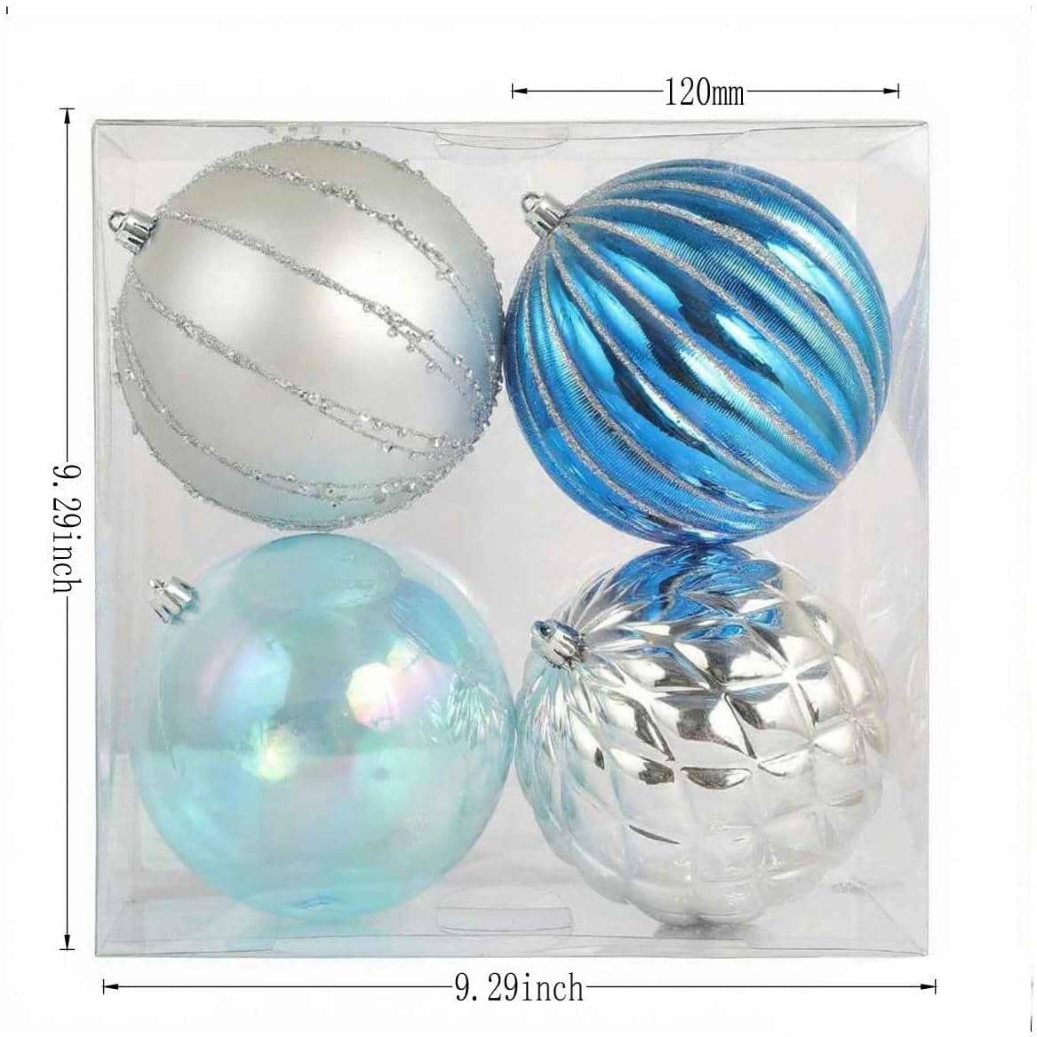 Assorted 4 Pack 4.7&#x22; Blue &#x26; Silver Shatterproof Ball Ornaments, 1pc. by Ashland&#xAE;