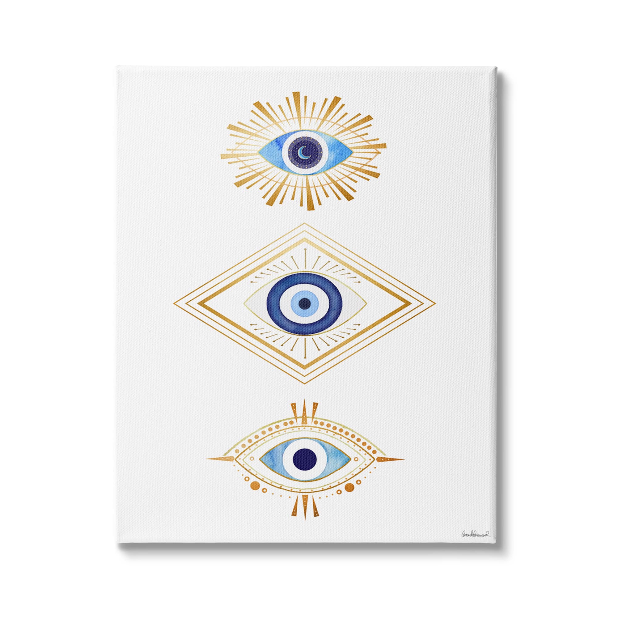 Stupell Industries Eye Of Providence Abstract Deco Arrangement Vivid Blue Canvas Wall Art
