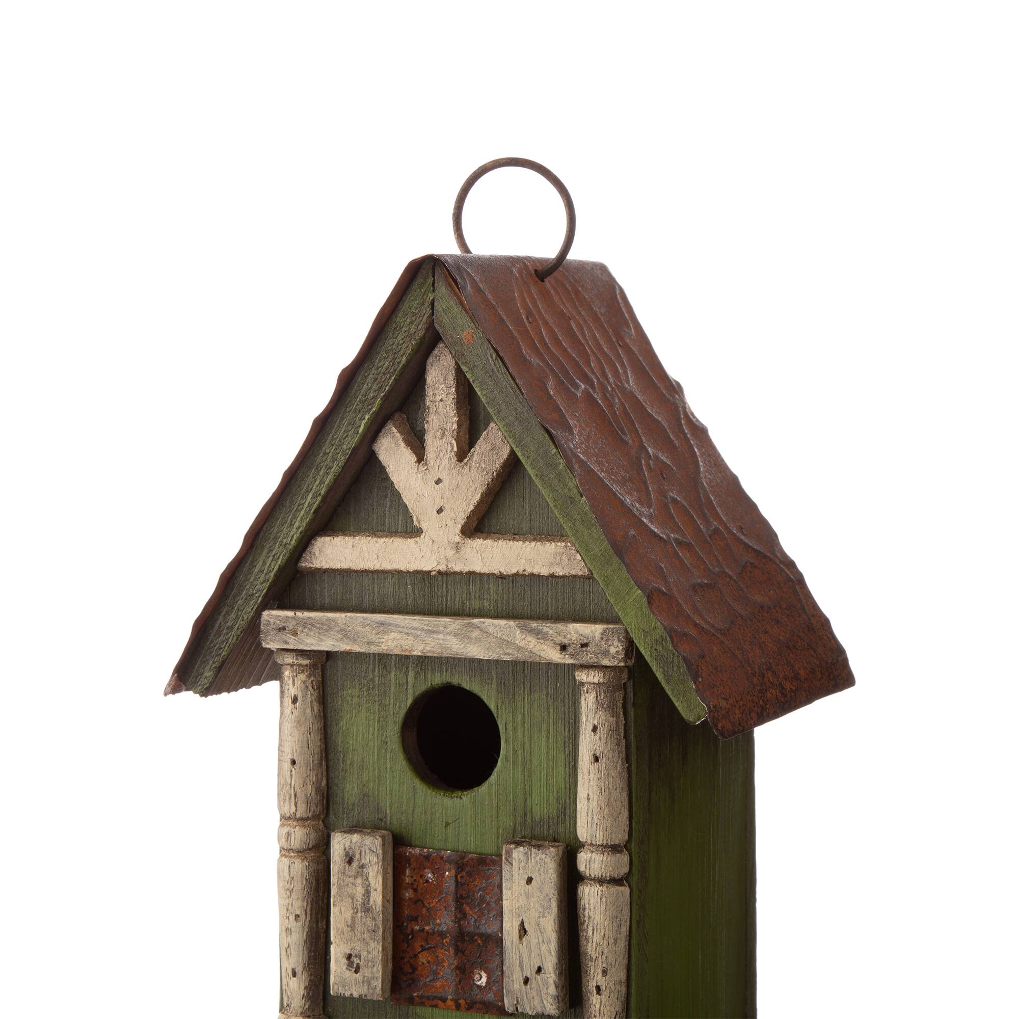 Glitzhome&#xAE; Tall 2-Tiered Distressed Wood Hand Painted Bird House