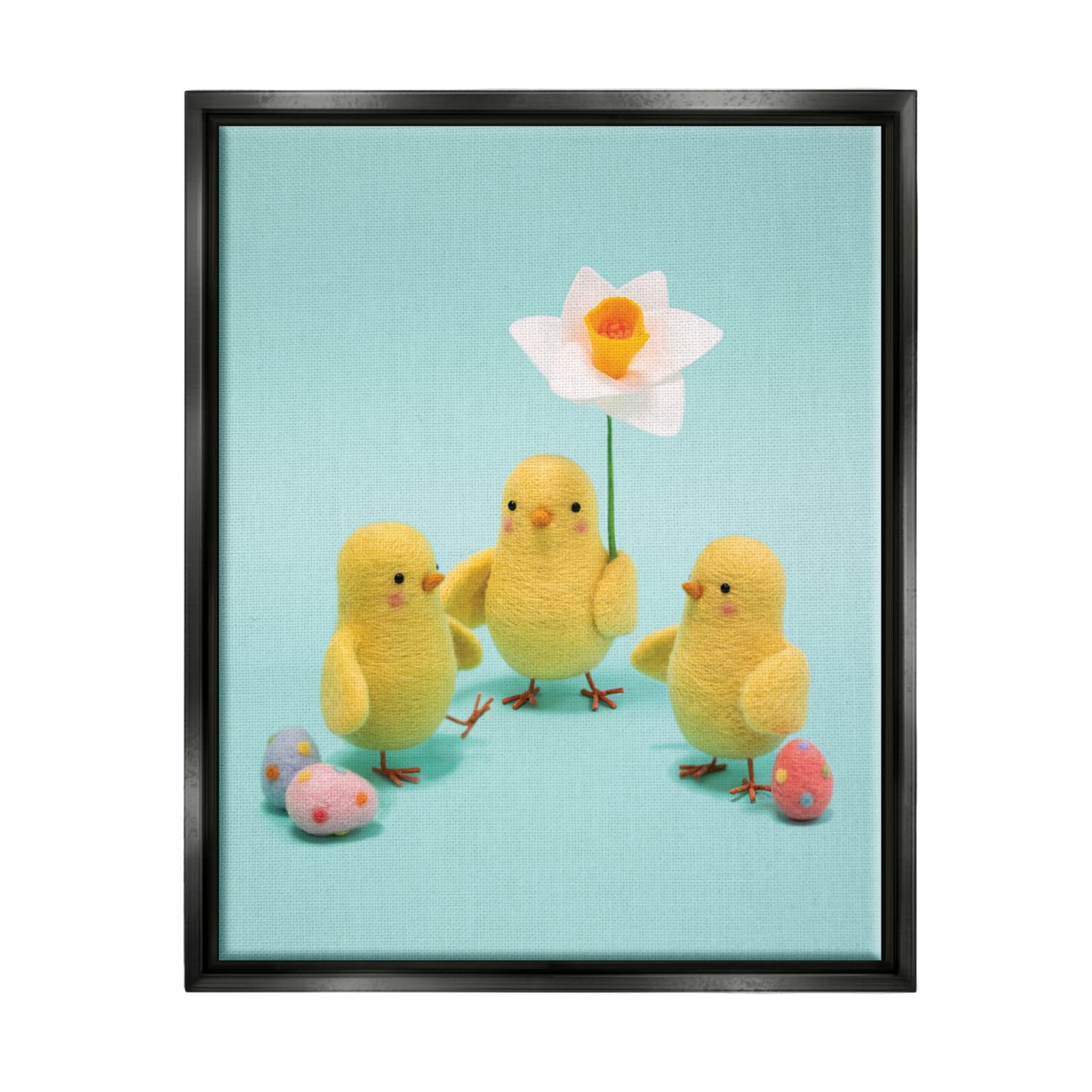 Stupell Industries Spring Chicks Floral Easter Eggs Floater Framed Art