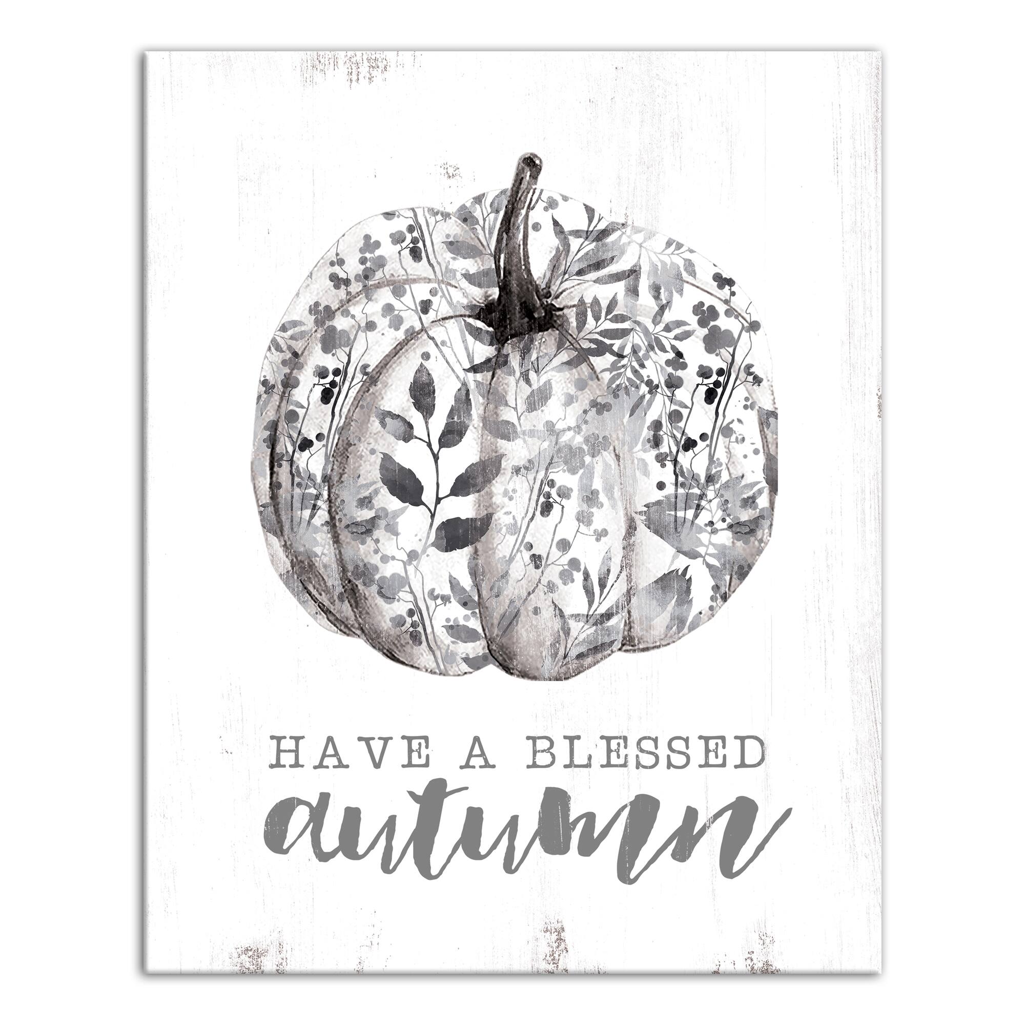 Blessed Floral Pumpkin Canvas Wall Art