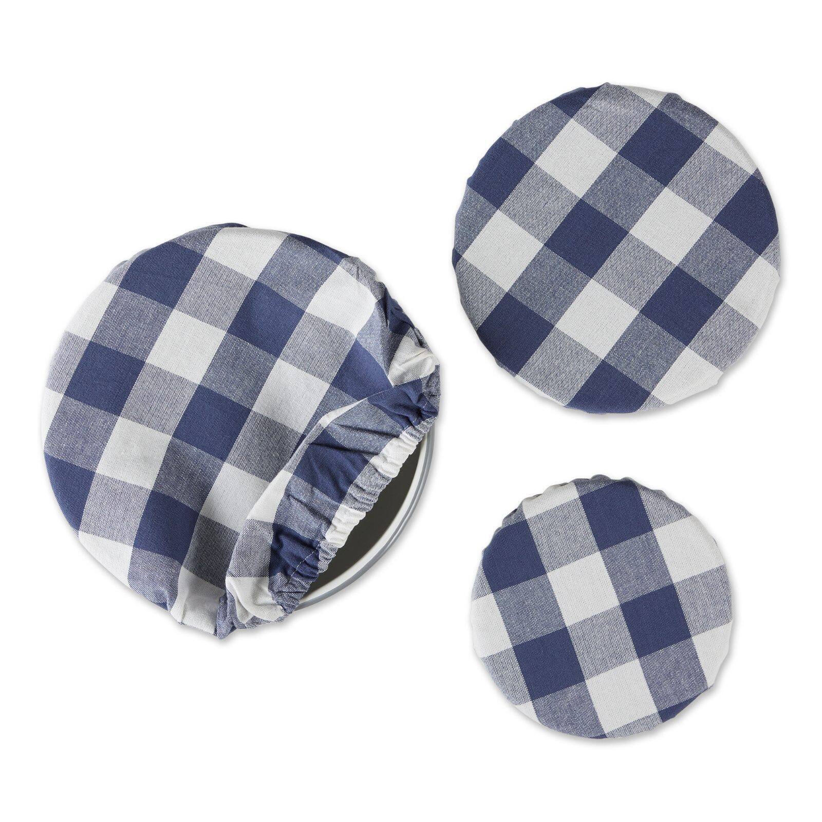 DII® Assorted French Blue Buffalo Check Woven Dish Cover Set