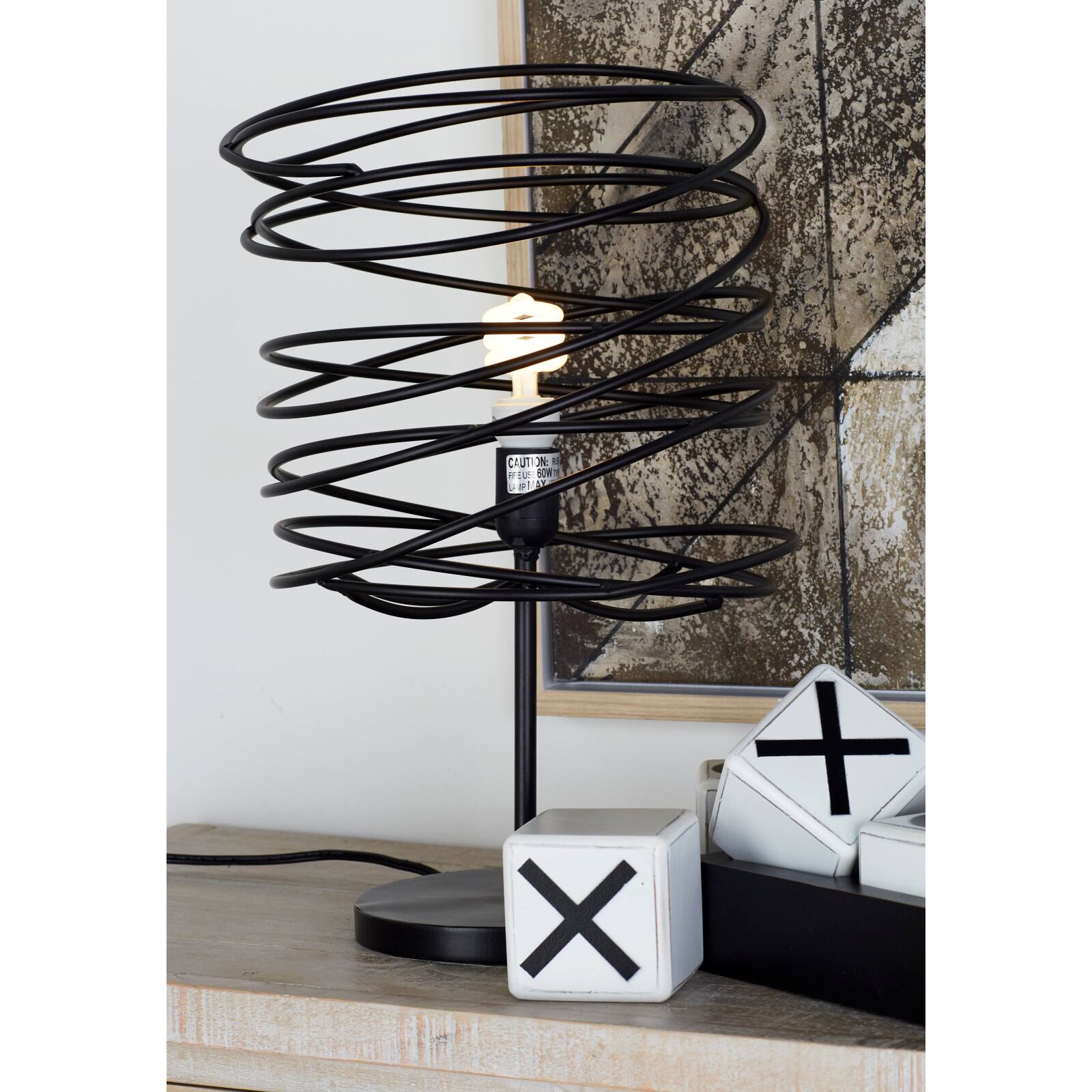 Black Metal Industrial Table Lamp, 21&#x22; x 12&#x22; x 12&#x22;