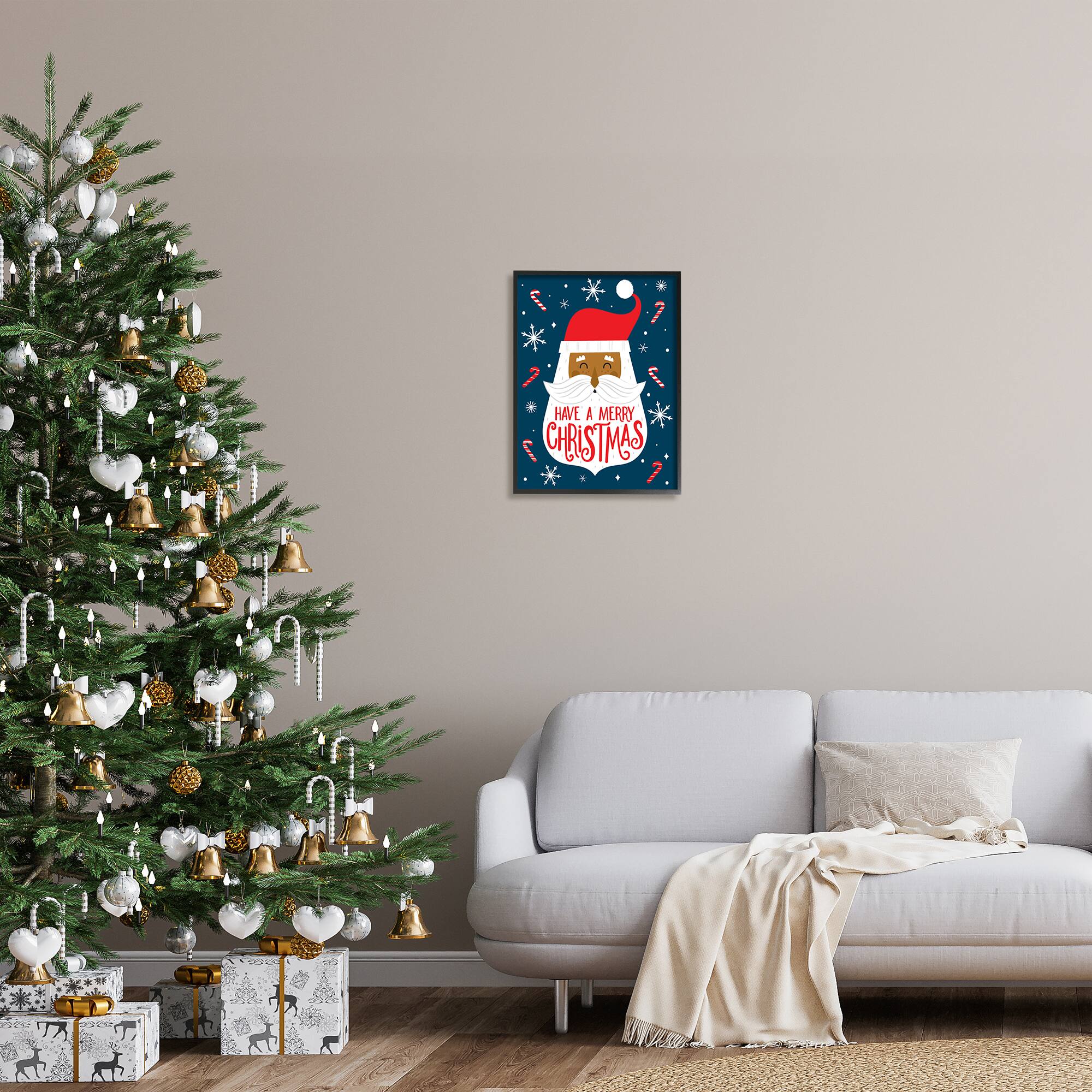 Stupell Industries Have Merry Christmas Patterned Santa Framed Giclee Art