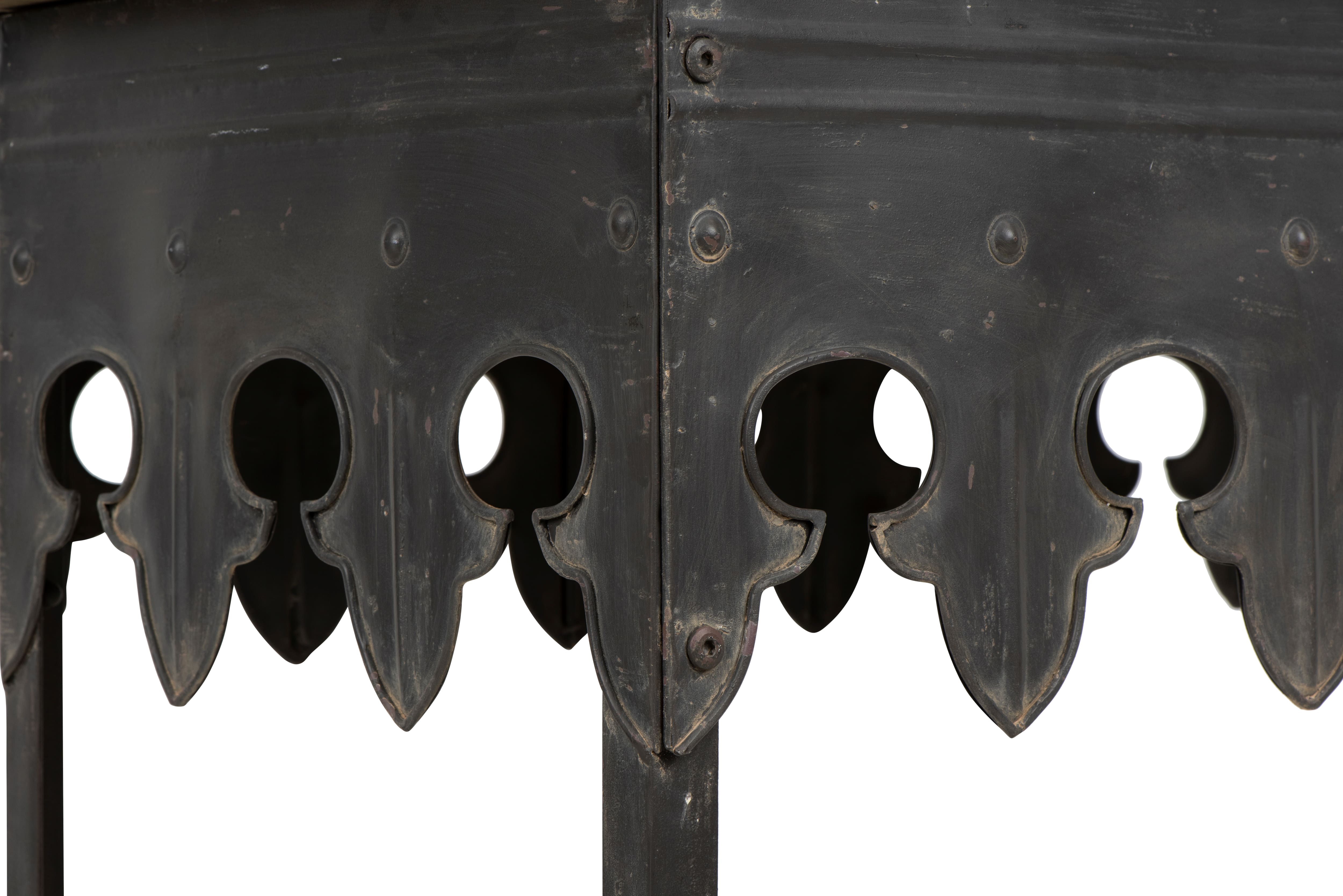 Hello Honey® 36" Rustic Farmhouse Metal Console Table with Solid Wood Top