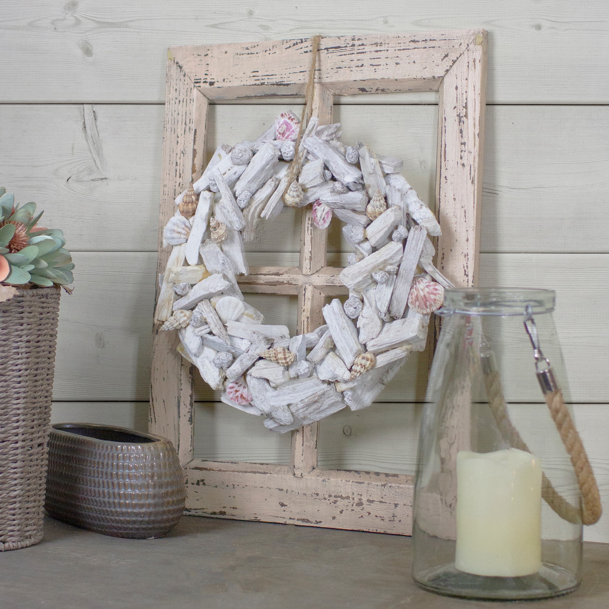 12&#x22; Nautical Driftwood &#x26; Seashell Summer Wreath