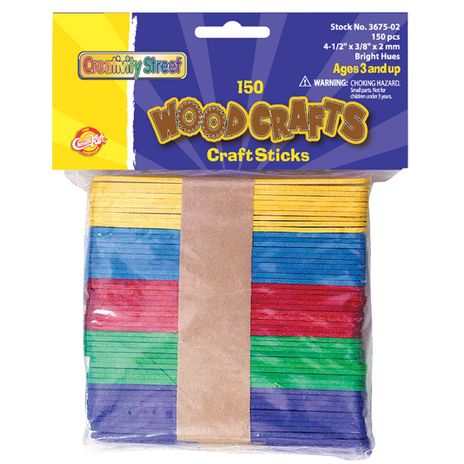 Creativity Street 4.5" Colored Wooden Craft Sticks 150ct.